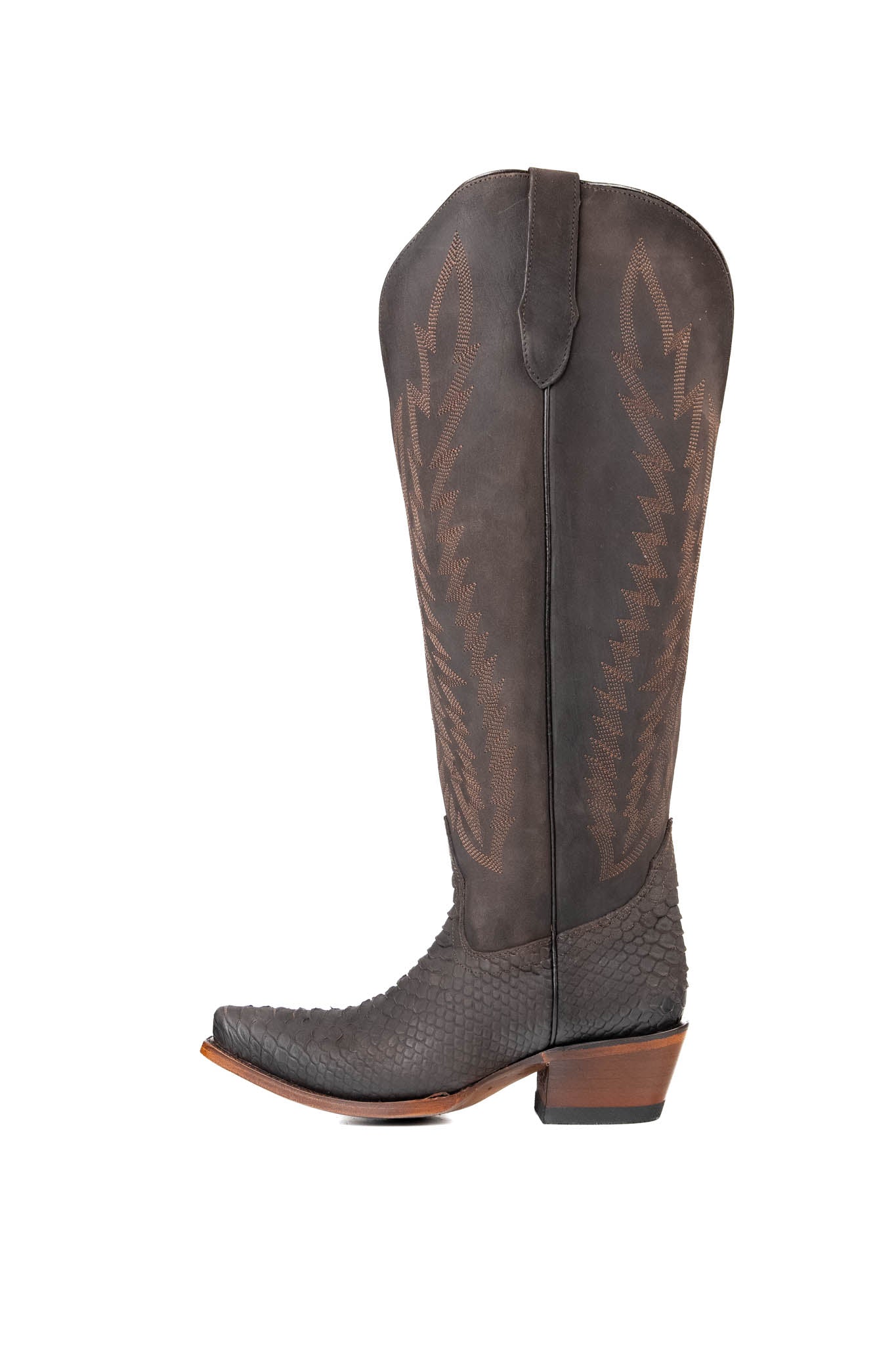 Presley Matte Python Tall Wide Calf Snip Toe Cowgirl Boots for Women - Western Fashion Riding Boots for Country Dance & Outdoor Events