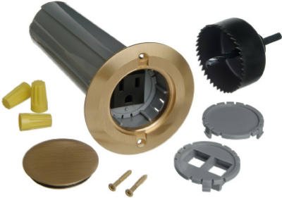 Thomas & Betts Drop In Floor Box Kit - Gold Plastic Electrical Outlet Box, 120VAC 15A UL Listed - Perfect for Home Office, Conference Rooms & Commercial Spaces