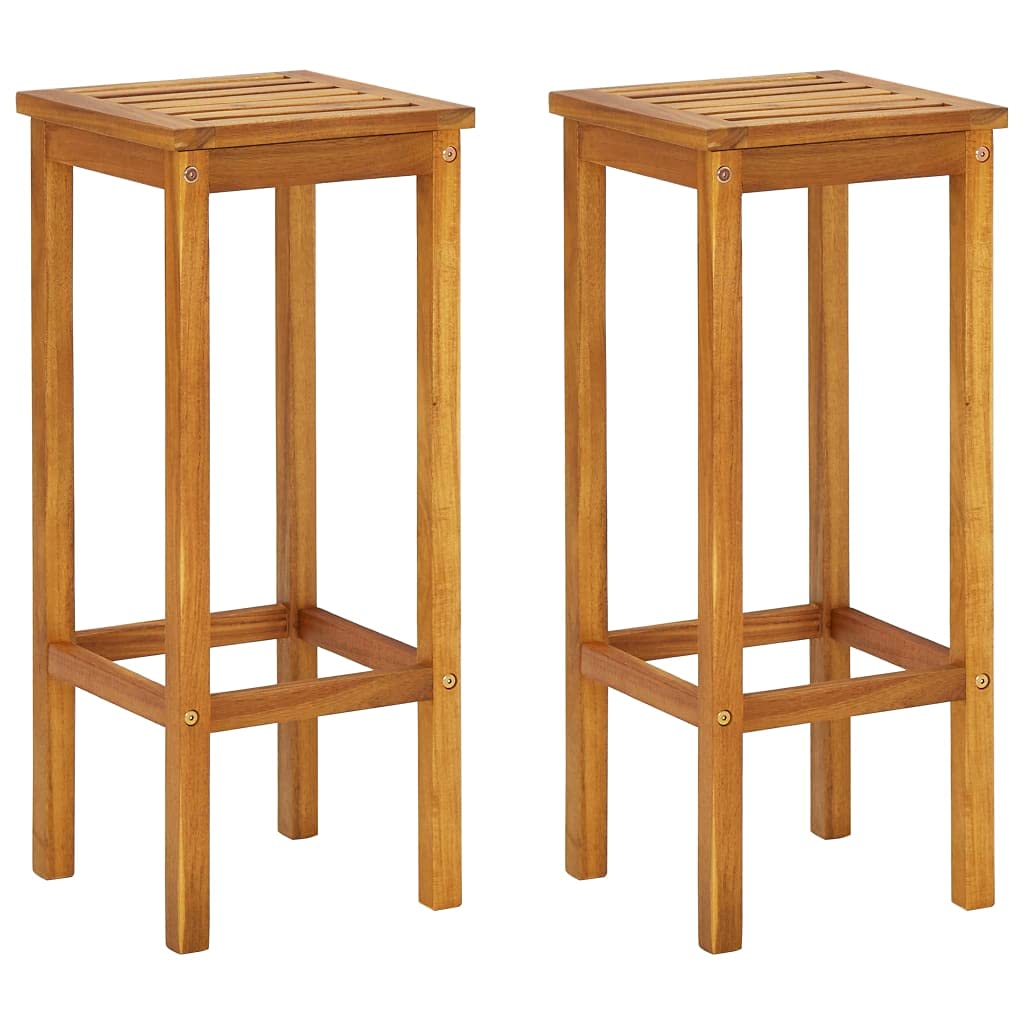 Premium 3-Piece Farmhouse Balcony Bar Set - Solid Acacia Wood Outdoor Patio Dining Table with Comfortable Bar Stools & Footrest - Perfect for Small Spaces, Balconies, Decks & Backyard Entertaining