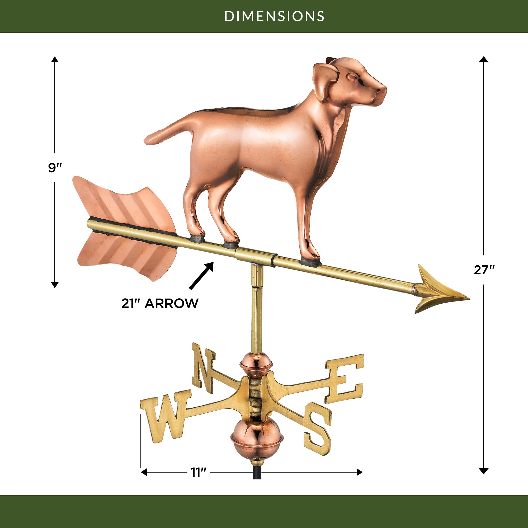 Labrador Retriever Weathervane for Garden & Cottage Decor - Rustic Outdoor Dog Lover Gift for Yard, Farmhouse, or Backyard