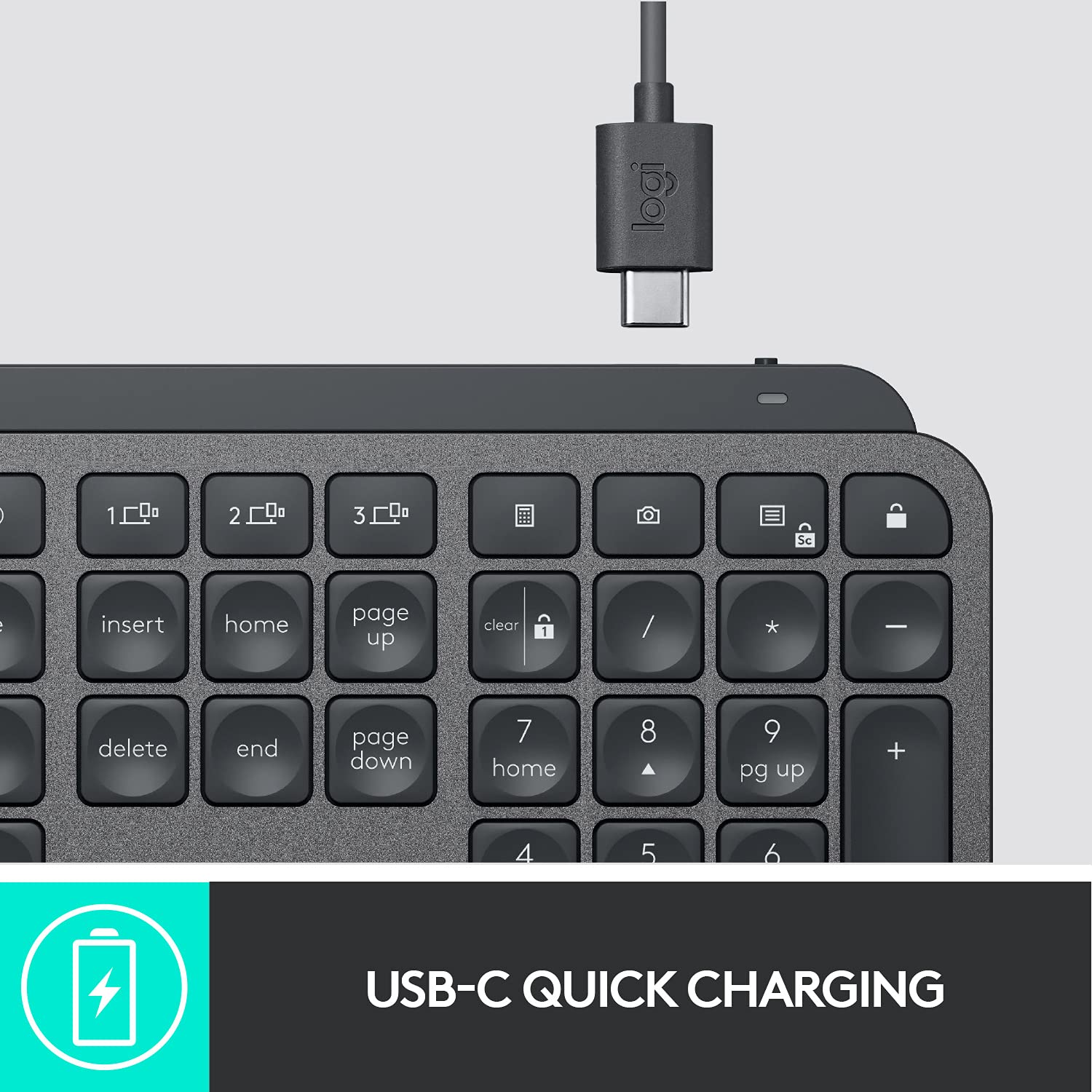Logitech MX Keys Advanced Wireless Illuminated Keyboard - Tactile Responsive Typing, Backlit Keys, Bluetooth/USB-C Connectivity, Compatible with macOS, Windows, Linux, iOS & Android - Premium Metal Build (Graphite) - Perfect for Office Work, Gaming & Programming