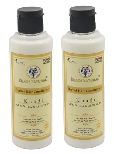 Khadi Natural Green Tea & Aloe Vera Shampoo 210ml - Herbal Hair Cleanser for Nourished, Refreshed Hair | Sulfate-Free, Vegan Formula for Daily Hair Care & Scalp Health | Perfect for Dry, Damaged Hair Treatment at Home or Salon