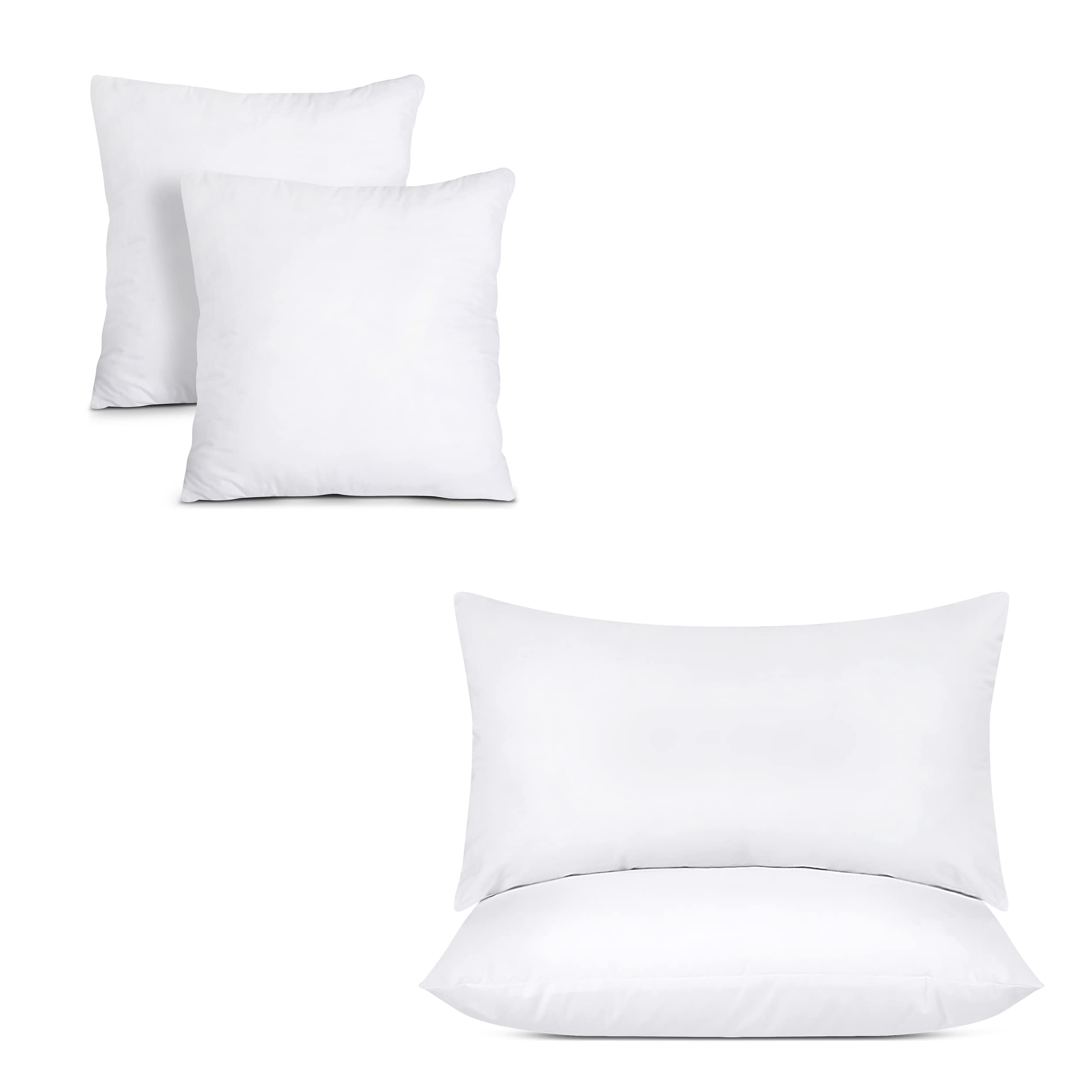 Utopia Bedding 24x24 & 12x20 Throw Pillow Set (4-Pack, White) for Sofa & Bed Decor
