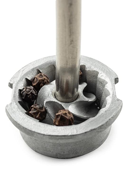 Peugeot Paris Nature 7 Inch Salt and Pepper Mill Set with Wooden Scoop - Premium Stainless Steel Grinder for Kitchen, Dining Table & Gift Giving