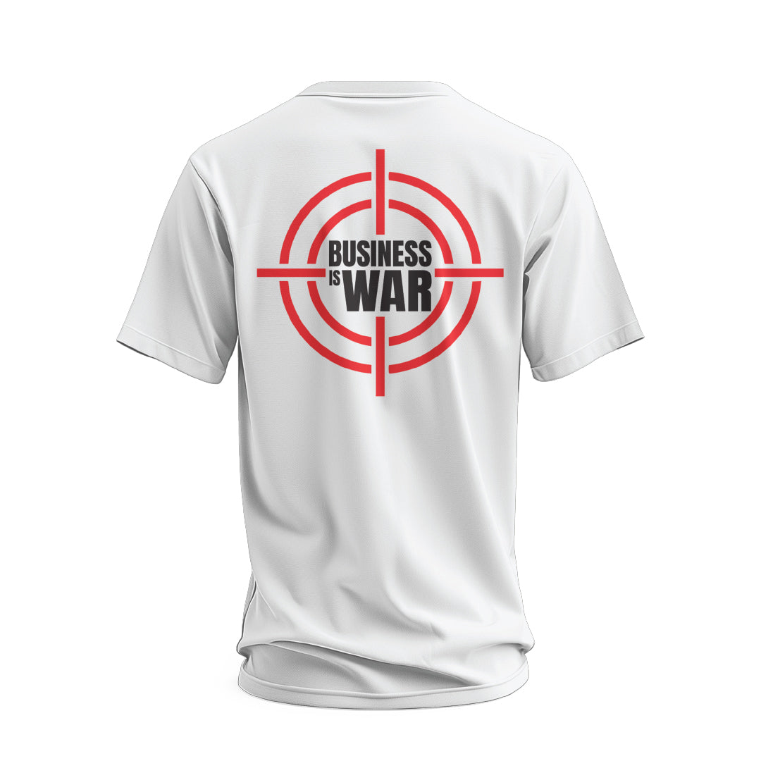 Future Looks Bright White Business is War Target Shield Short Sleeve T-Shirt - Motivational Workwear for Entrepreneurs & Office Professionals
