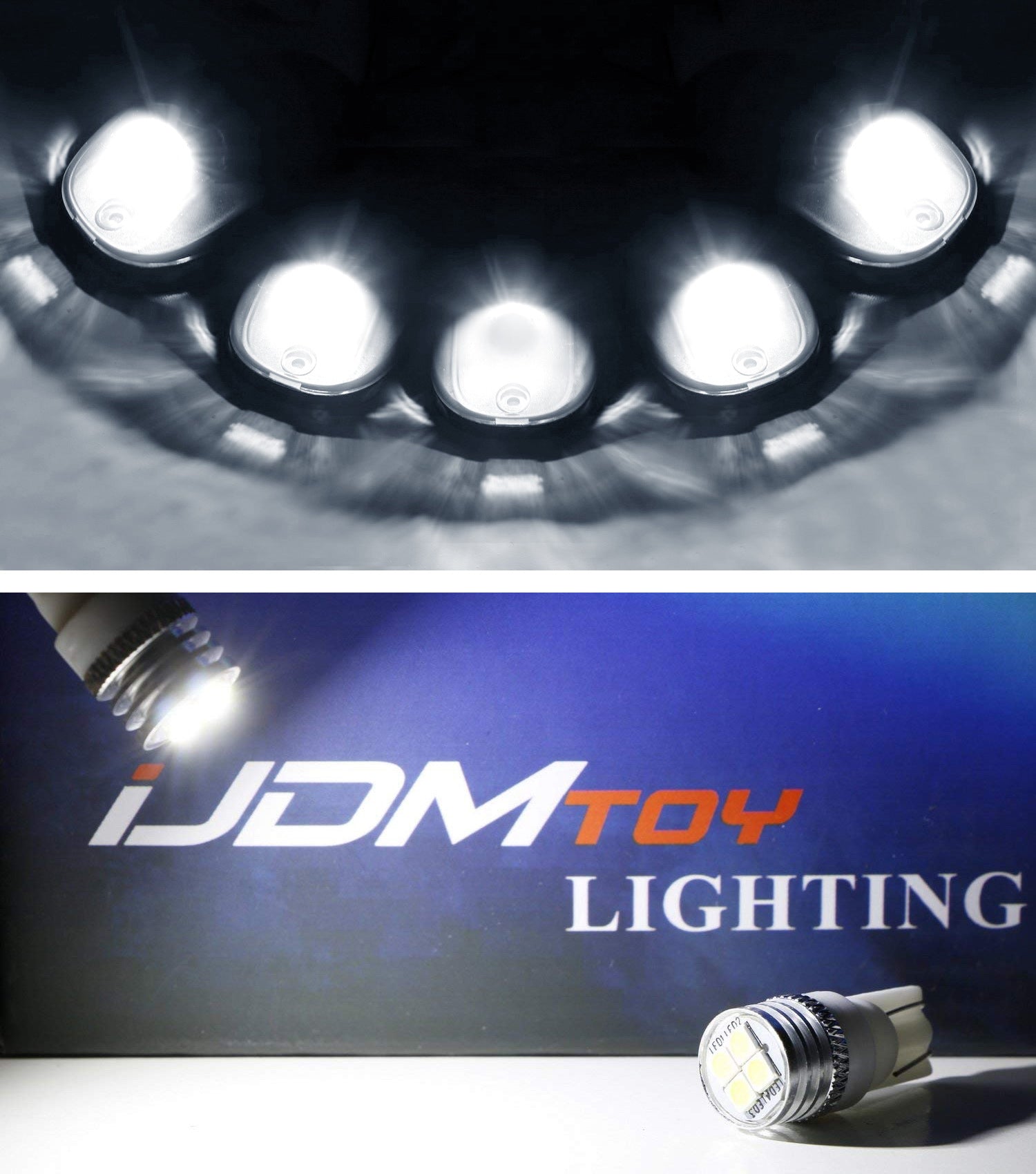 Clear Lens White Full LED Cab Roof Clearance Marker Light Kit for Trucks, SUVs & 4x4 Vehicles - Durable Off-Road Lighting for Night Driving & Enhanced Visibility