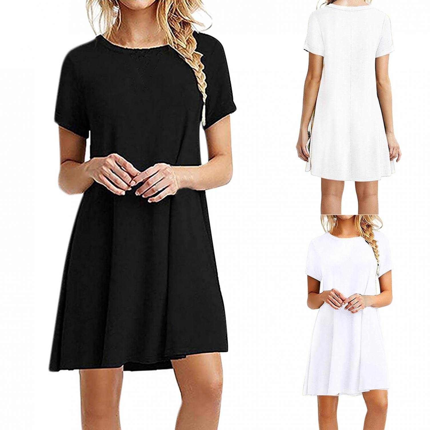 Women's Casual Loose Swing Mini Dress - Flowy T-Shirt Style Tunic for Spring & Summer | Cute Easter Outfit & Beach Cover Up | 2022 Fashion Trend | Lightweight Comfortable Daily Wear | Perfect for Brunch, Vacation, Picnics & Date Nights | Great for Shopping, Coffee Dates & Summer Festivals | Versatile for Work, Parties & Home Relaxation | Ideal for Travel, Outdoor Activities & Weekend Getaways