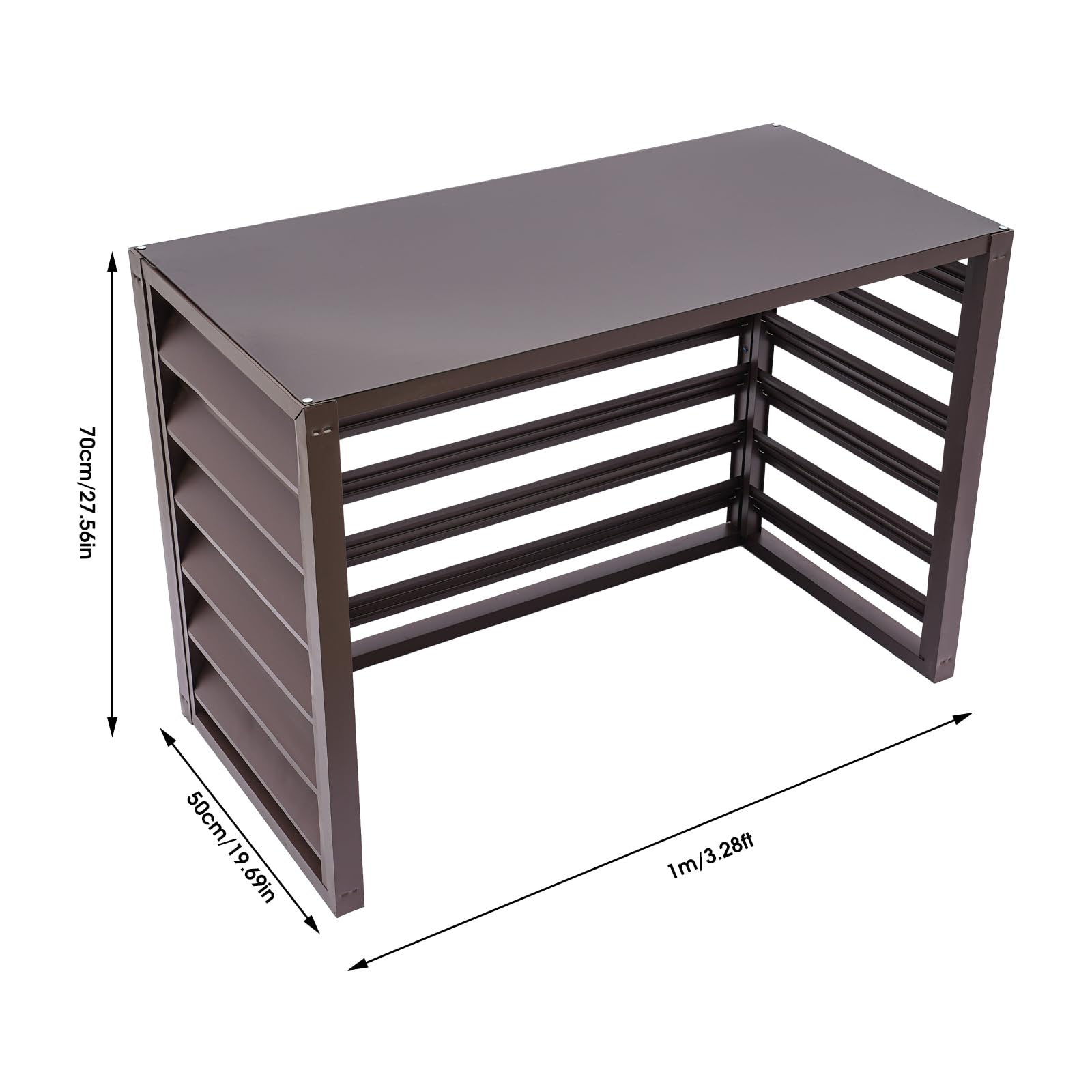 Outdoor Air Conditioner Privacy Fence Cover - Durable Metal AC Unit Fence with Louvered Design for Yard, Patio & Backyard | Space Divider & Equipment Protection (Coffee Color)