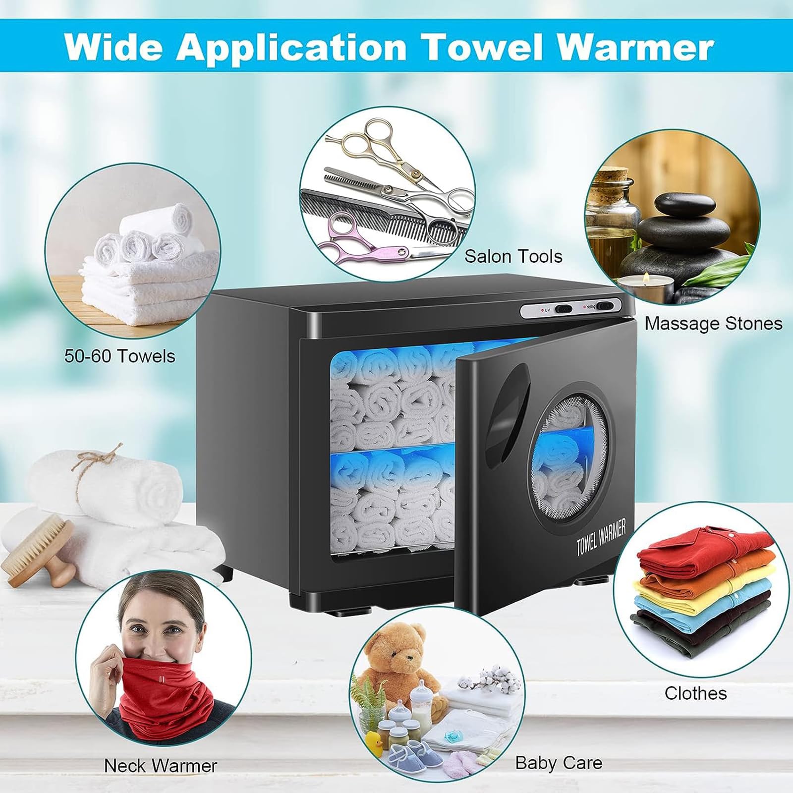 Professional 23L Large Capacity Spa Towel Warmer Cabinet - Fast Heating 2-in-1 Towel Heater for Salon, Barber, Esthetician, Gym, Home & Hotel Use | Perfect for Facials, Massage & Relaxation (Black Window)