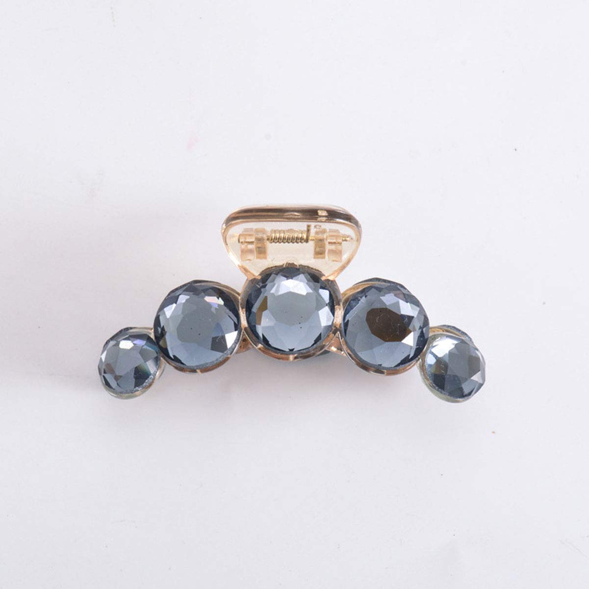 2 Pcs Clear Shining Rhinestone Crystal Hair Claw Clips - Plastic Jaw Clips with Strong Grip for Women (Royal Blue + Gray) | Hair Accessories for Party, Wedding, Prom & Everyday Use