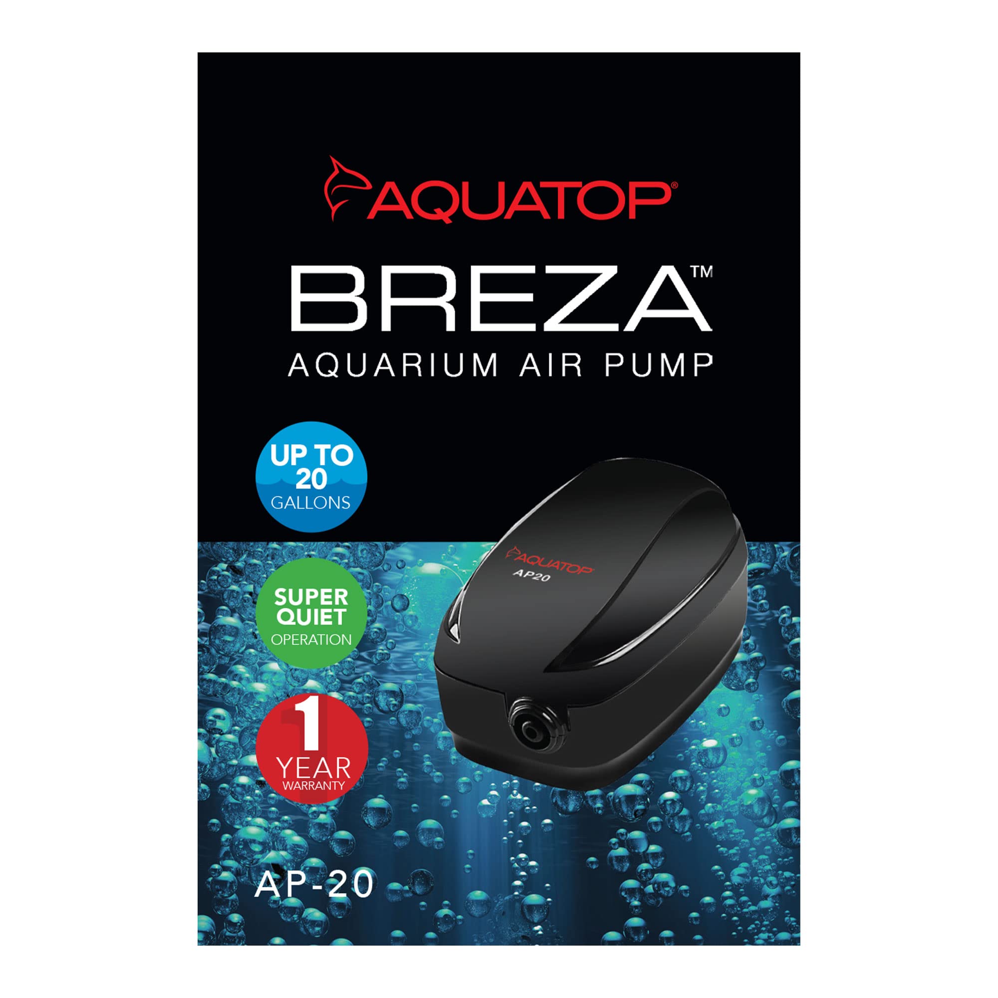 Aquatop Breza Aquarium Air Pump - Quiet Oxygen Pump for Fish Tanks, 10-20 Gallon - Perfect for Home Aquariums, Fish Breeding & Hydroponics Systems