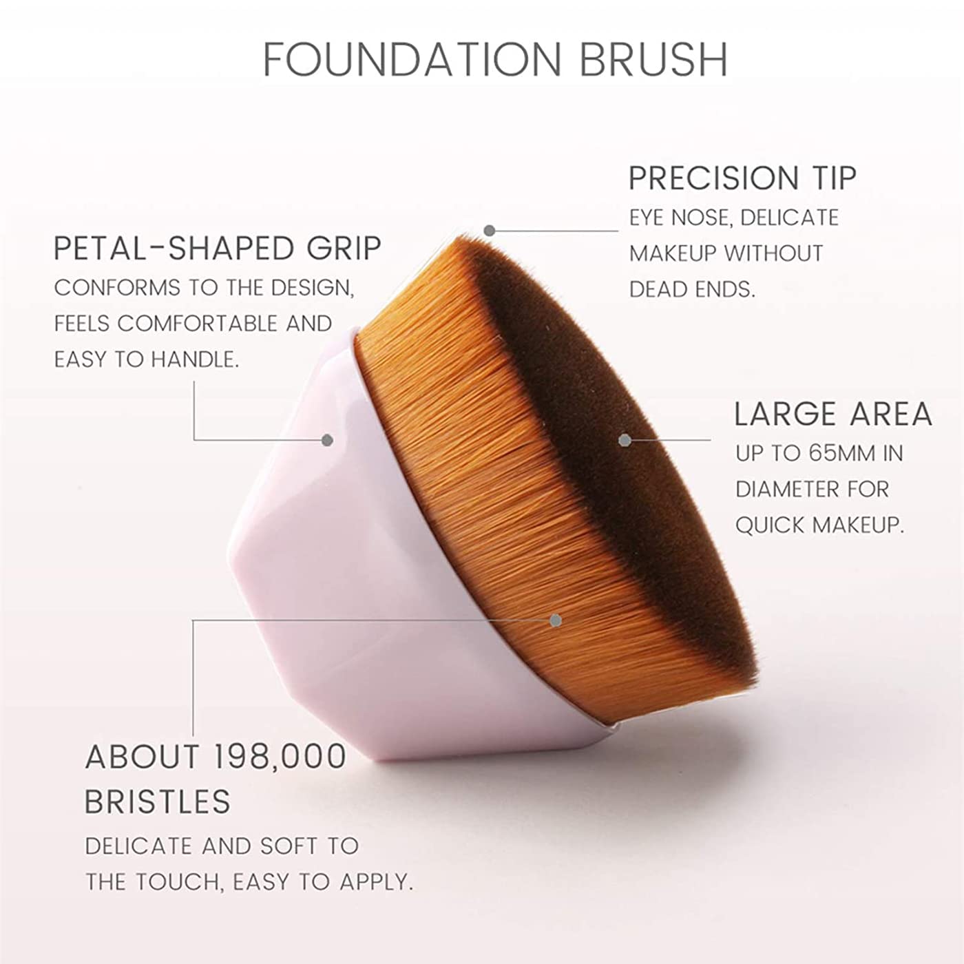 Premium Flat Top Kabuki Makeup Brush for Liquid, Cream & Powder Foundation - Hexagon Handle for Easy Grip - Includes Bonus Protective Case (Pink) | Perfect for Flawless Blending & Professional Makeup Application