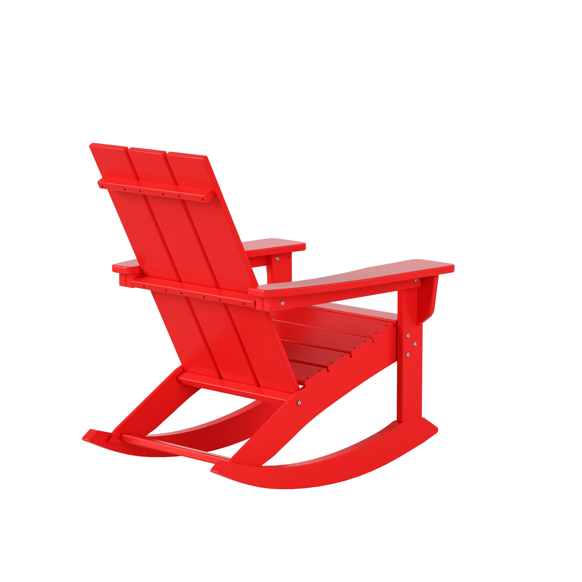 WestinTrends Ashore Patio Rocking Chair - All-Weather Poly Lumber Adirondack Rocker - Modern Farmhouse Outdoor Rocking Chair for Porch, Garden, Backyard & Indoor Use - Comfortable & Durable - Perfect for Relaxing, Reading, or Enjoying Coffee - Red