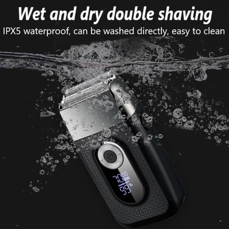Professional Electric Razor for Men - Rechargeable LCD Beard Trimmer with Precision Blades for Face Shaving, Bald Head Grooming & Sideburn Trimming | Portable Travel Shaver for Home, Office & Gym Use