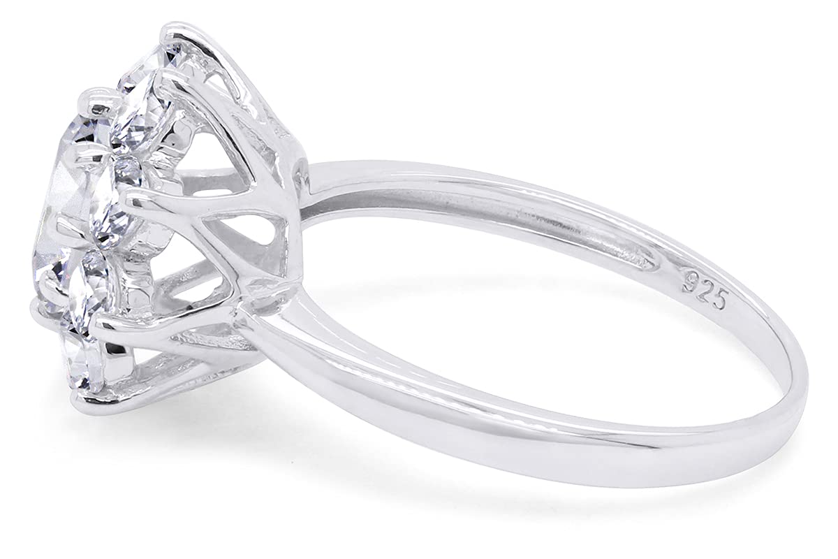 1.20ct Round Cut Lab Created Moissanite Engagement Ring for Women - 7mm G-H Color Halo Cluster in 14k Gold Over Sterling Silver - Perfect Anniversary, Wedding & Valentine's Day Gift for Her