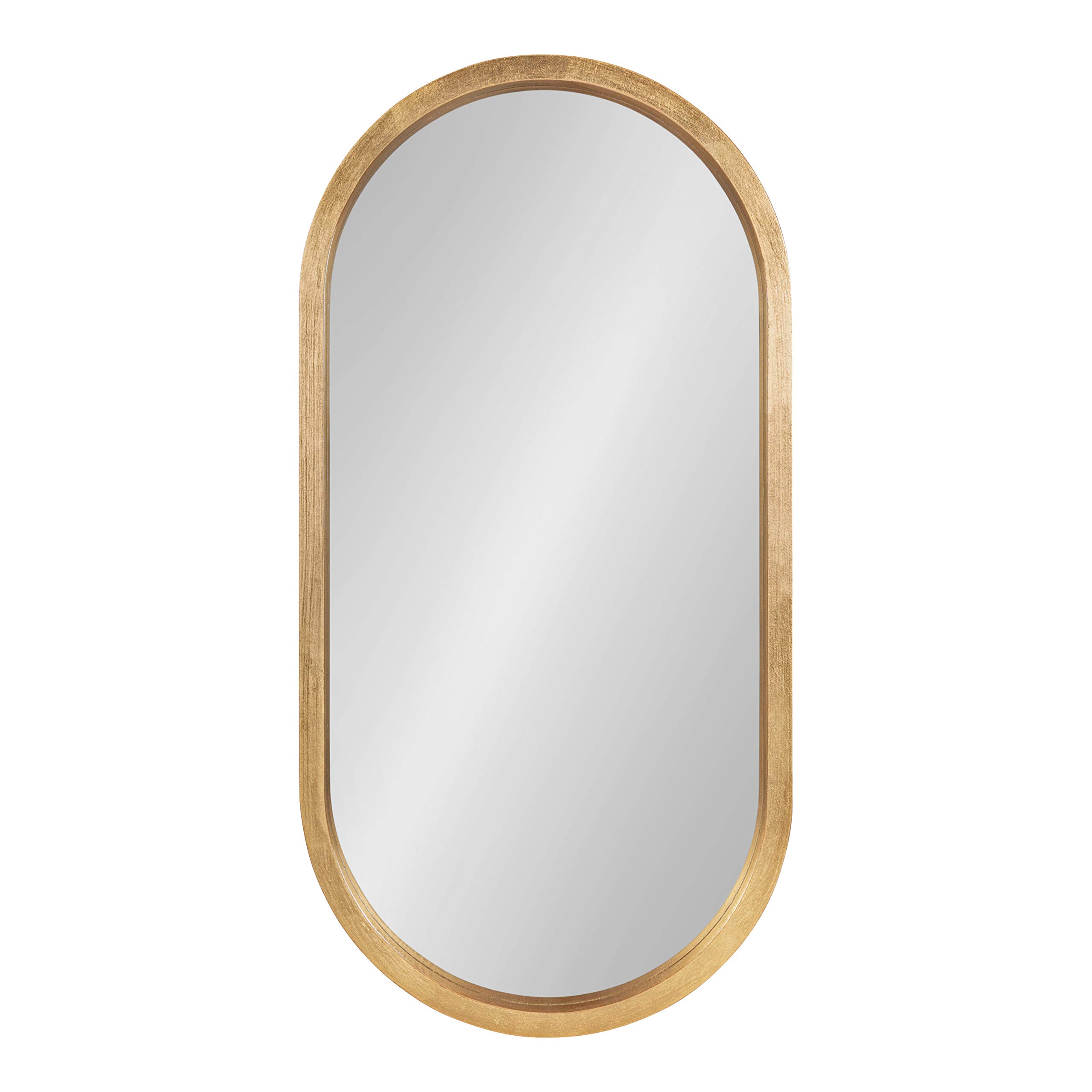 Kate & Laurel Travis Modern Capsule Wood Framed Wall Mirror 12x24 Inches - Gold Geometric Decorative Mirror for Living Room, Bedroom & Entryway Decor