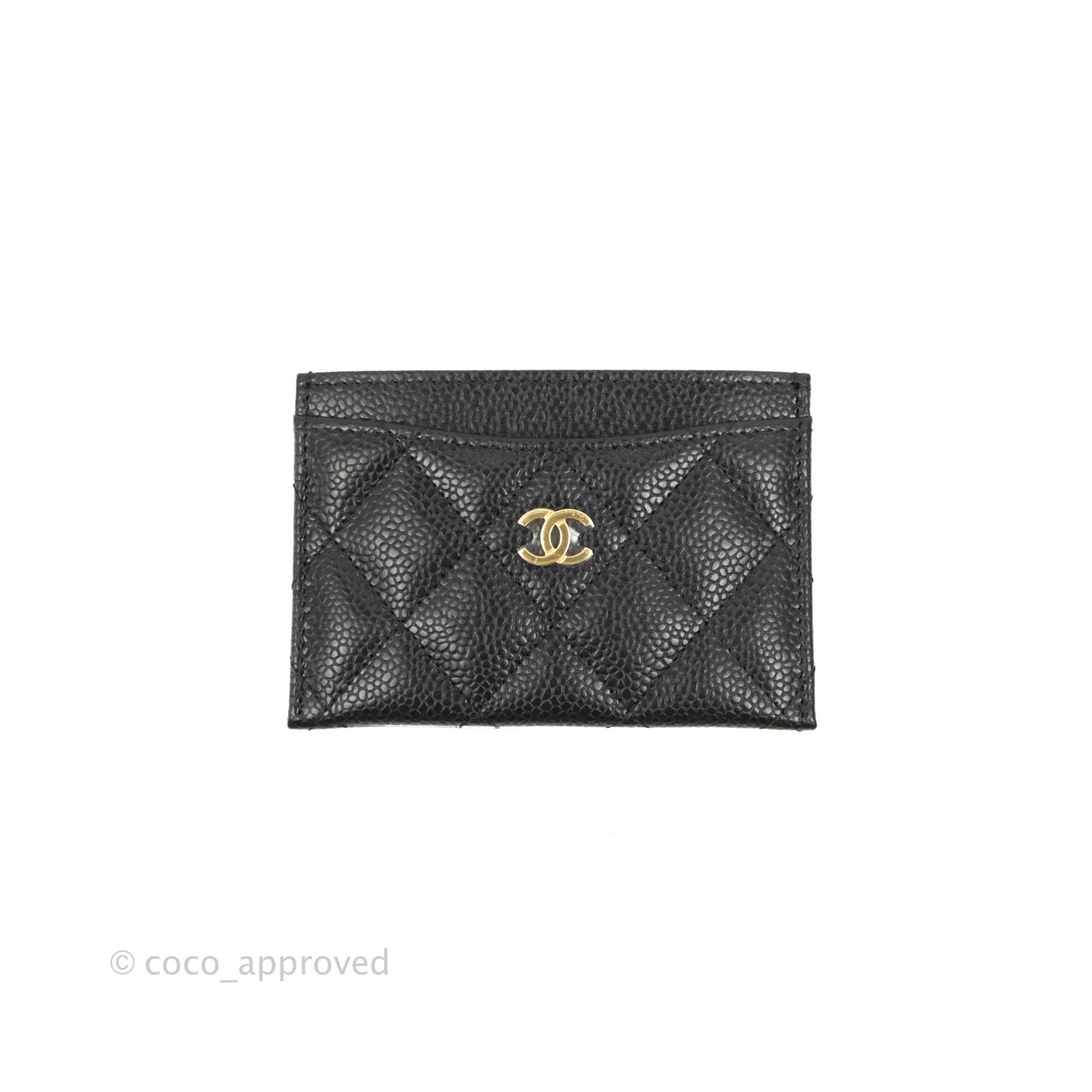 Chanel Classic Flat Card Holder in Black Caviar Leather with Gold Hardware - Perfect for Everyday Use & Luxury Gift Giving