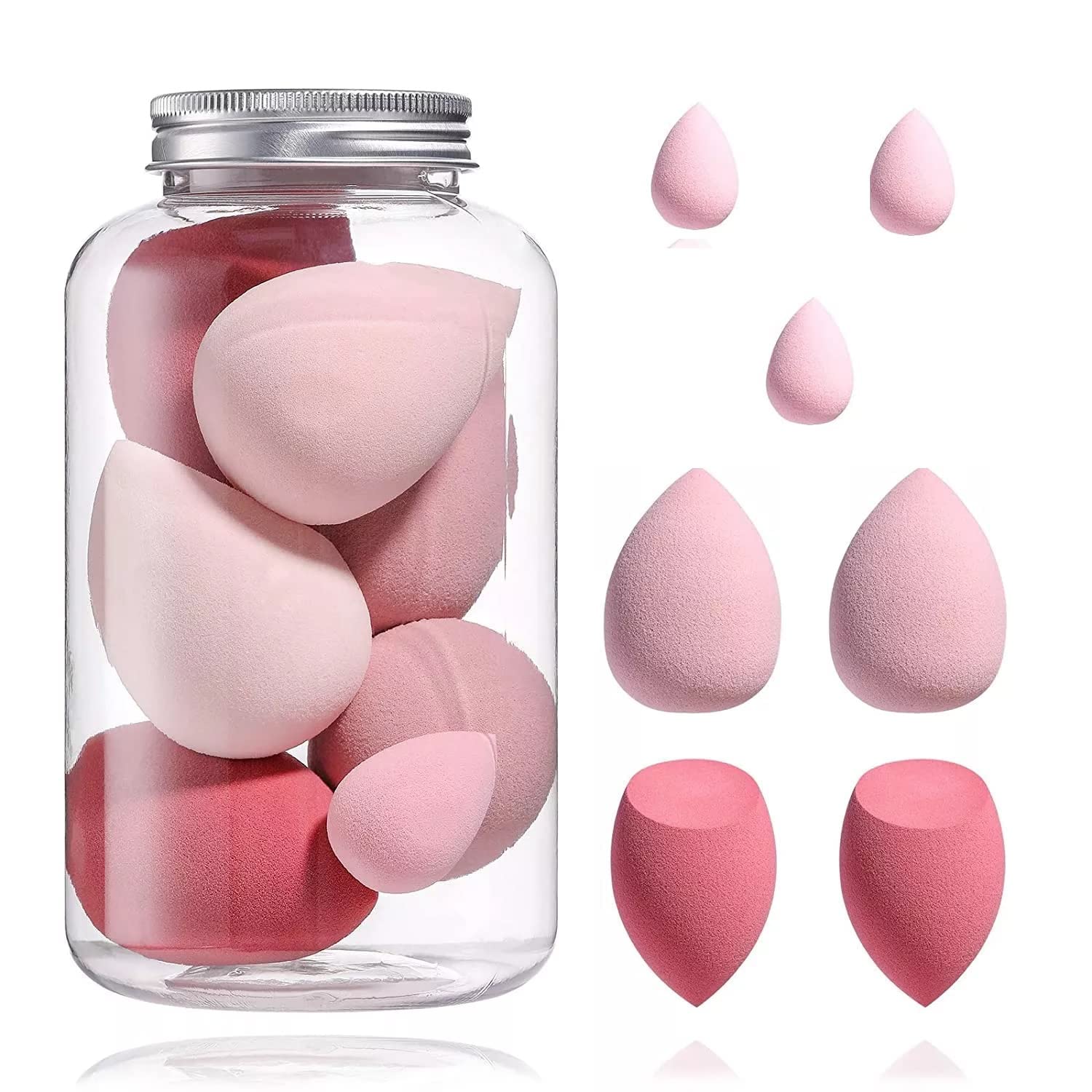 7-in-1 Elastic Soft Makeup Sponge - Beauty Blender with Plastic Jar for Flawless Foundation & Concealer Application | Perfect for Professional Makeup & Everyday Use