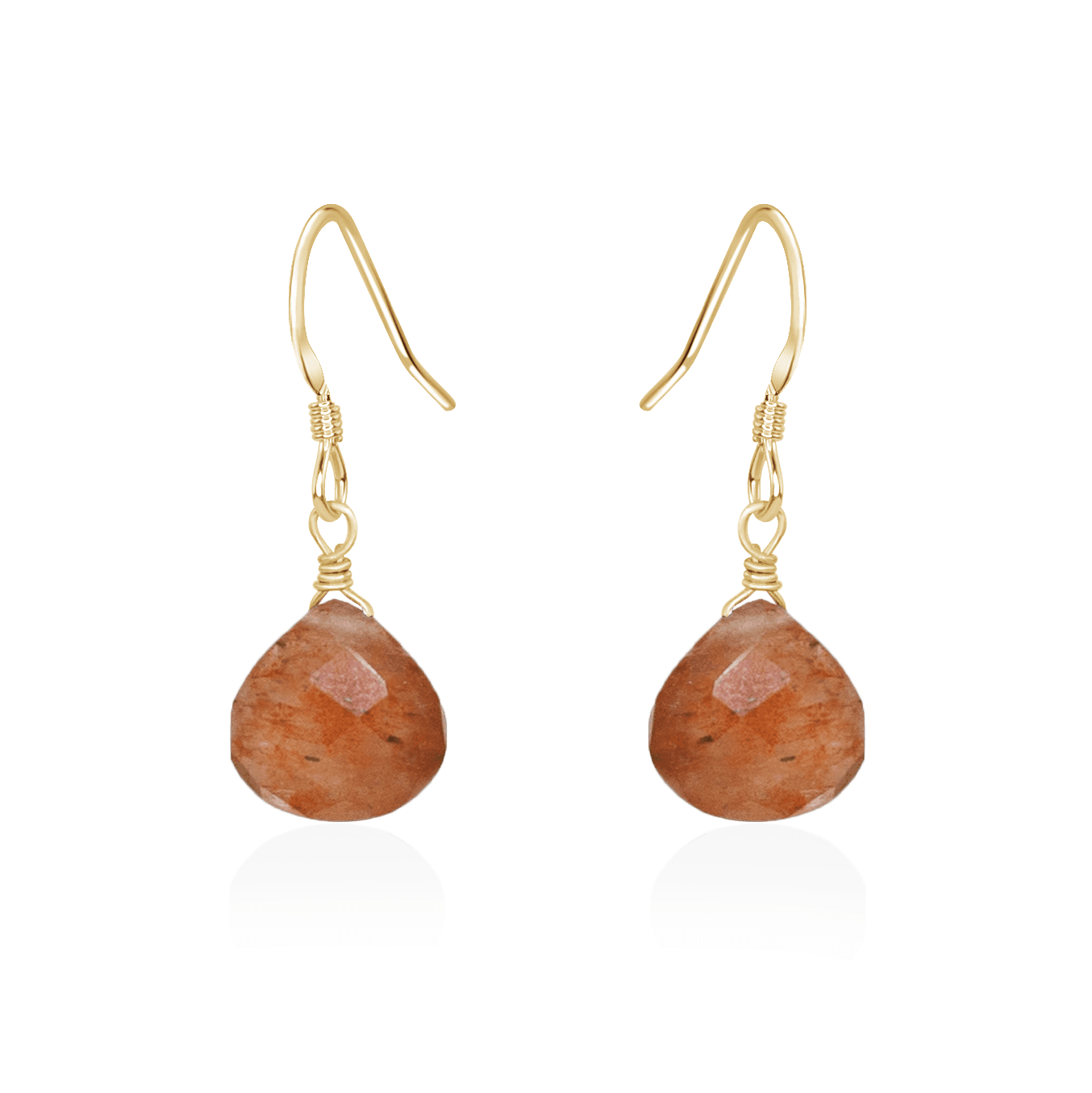 Sunstone Gemstone Teardrop Dangle Earrings - Handmade Sterling Silver Jewelry for Women | Perfect for Weddings, Parties & Everyday Wear