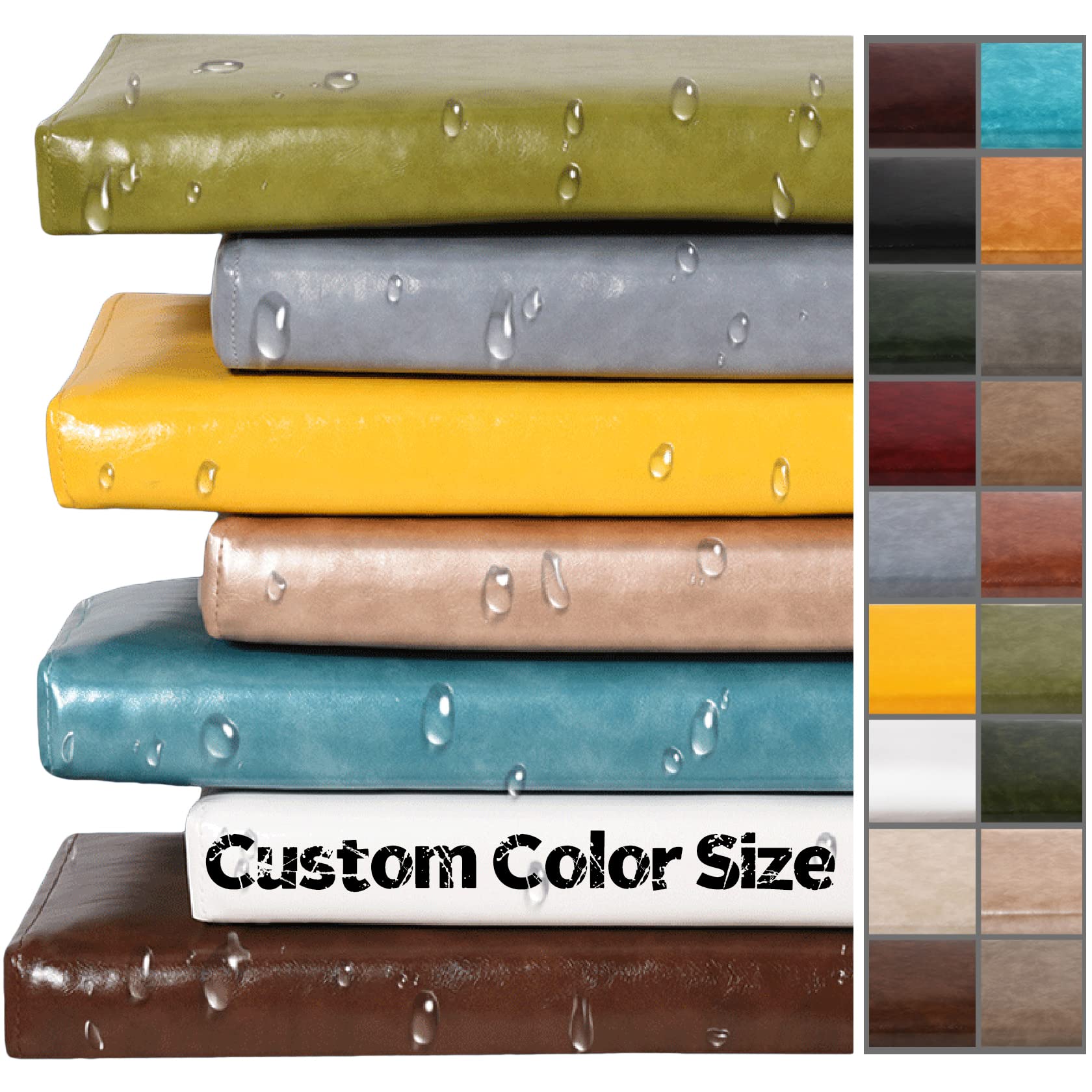 Custom Bench Cushion - Waterproof Leather Seat Pad for Indoor & Outdoor Use - Personalized Chair Cushion for Garden, Patio Furniture - Lunar Grey - Perfect for Lounging, Dining, and Relaxing in Your Backyard or Living Room