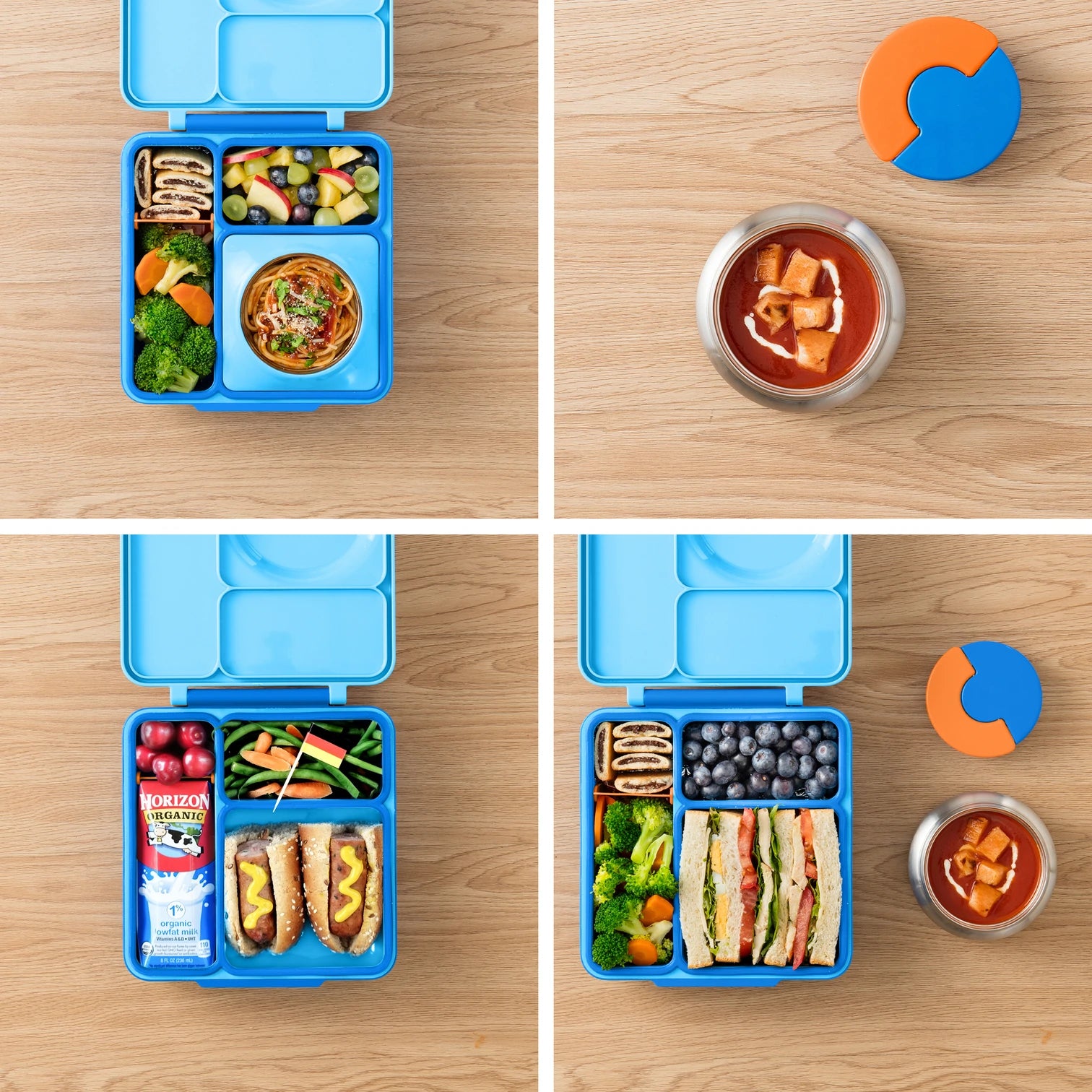 OmieBox V2 Insulated Kids Lunch Box - Leakproof Bento Container with Compartments, Blue | Perfect for School, Work & Travel Lunch Storage