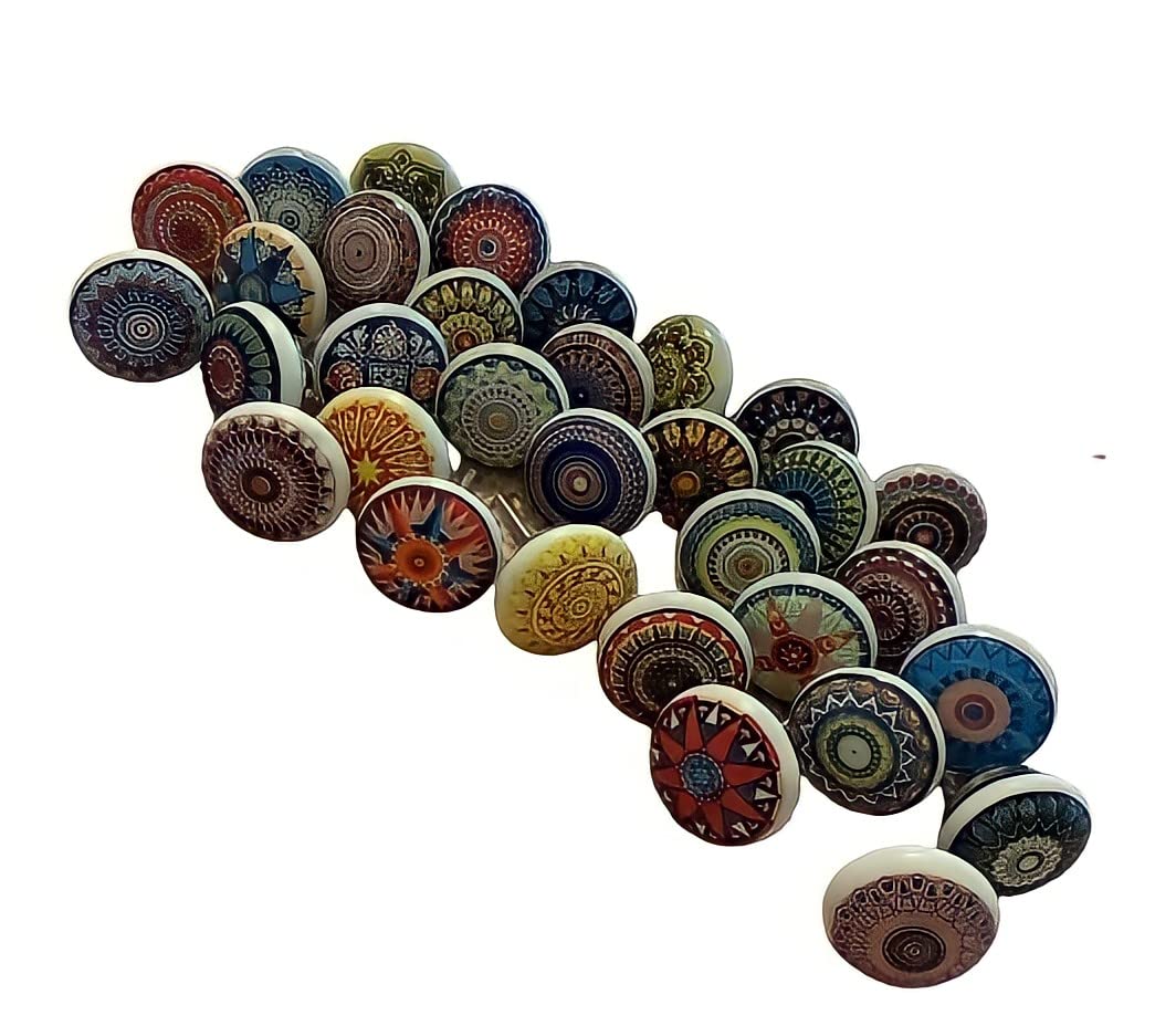 HOPOFLY Multi-Color Ceramic Cabinet Knobs & Drawer Pulls - 20-Pack Assorted Designs for Kitchen, Bathroom & Furniture Hardware (Multicolor) - Perfect for Updating Cabinets, Dressers & DIY Home Decor Projects