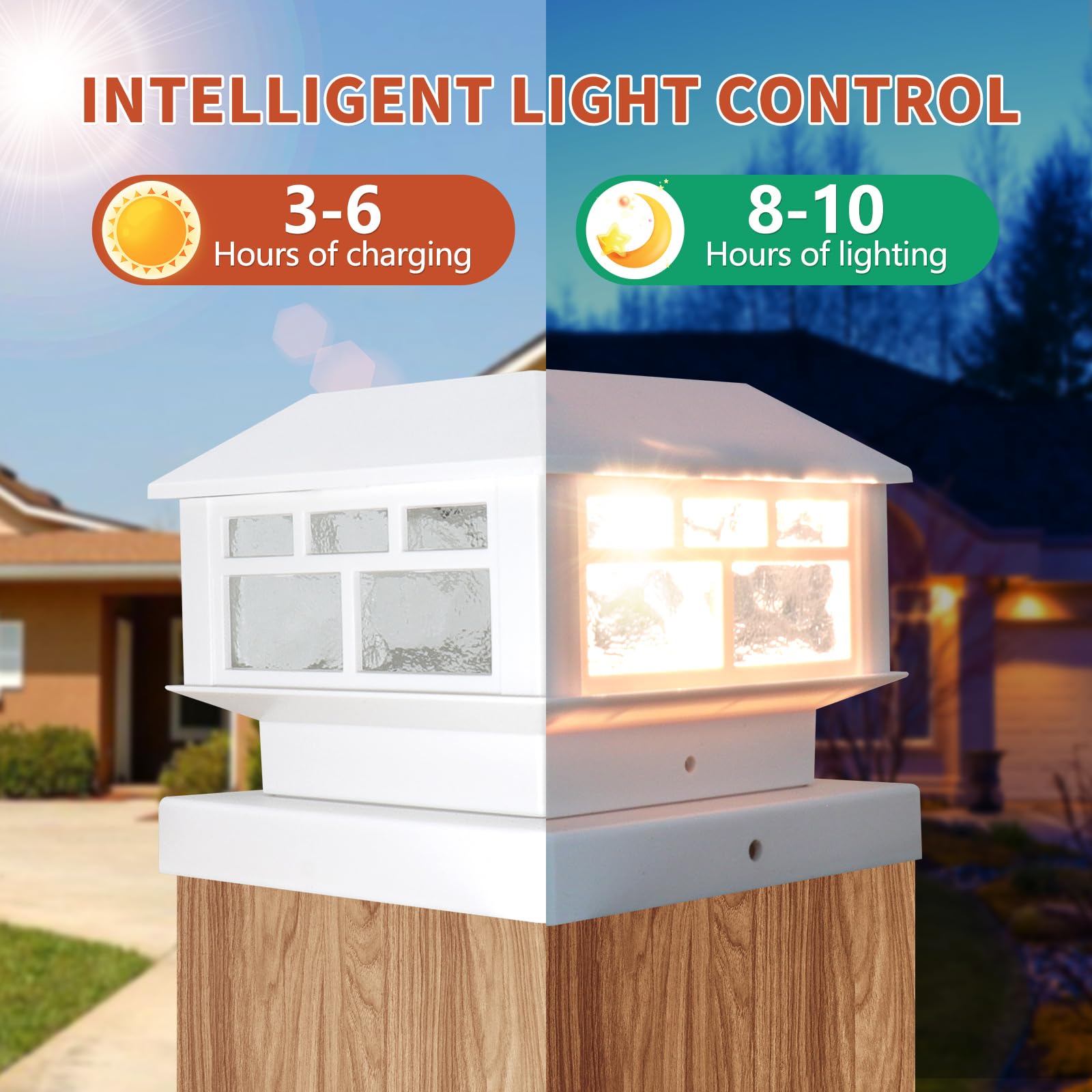12 Pack Solar Post Lights Outdoor - 20LM Waterproof Solar Fence Cap Lights with 2 Light Modes - Fits 3.5x3.5in 4x4in 5x5in Wooden Posts - Solar Powered Deck Lights for Garden, Patio, Pathway, Fence & Backyard Decoration (White)
