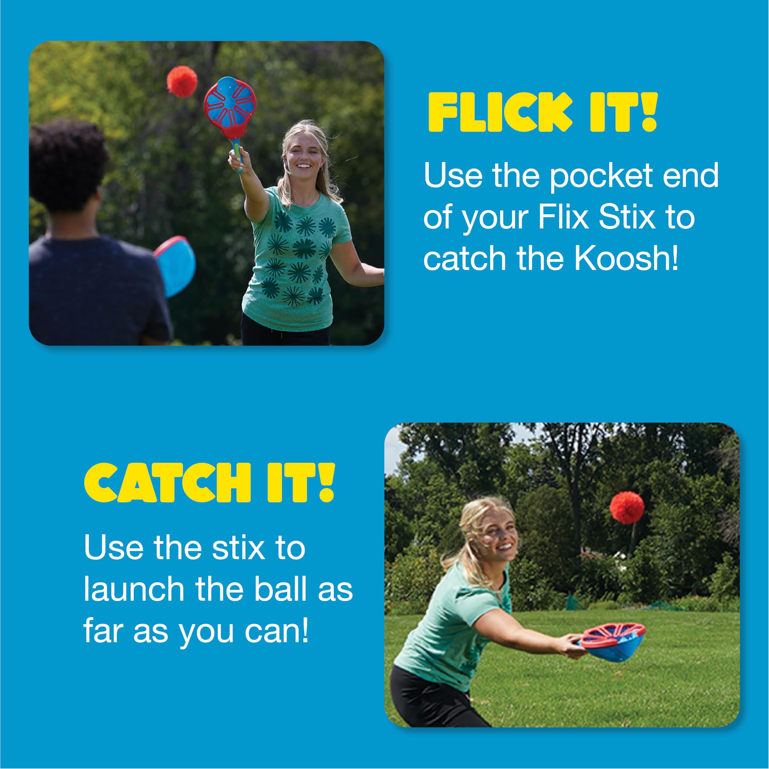Koosh Flix Stix Outdoor Lacrosse Toy Set for Kids & Adults - Fun Beach & Backyard Game with Ball - Screen-Free Family Play for Ages 6+ - Perfect for Picnics, Parties & Outdoor Activities