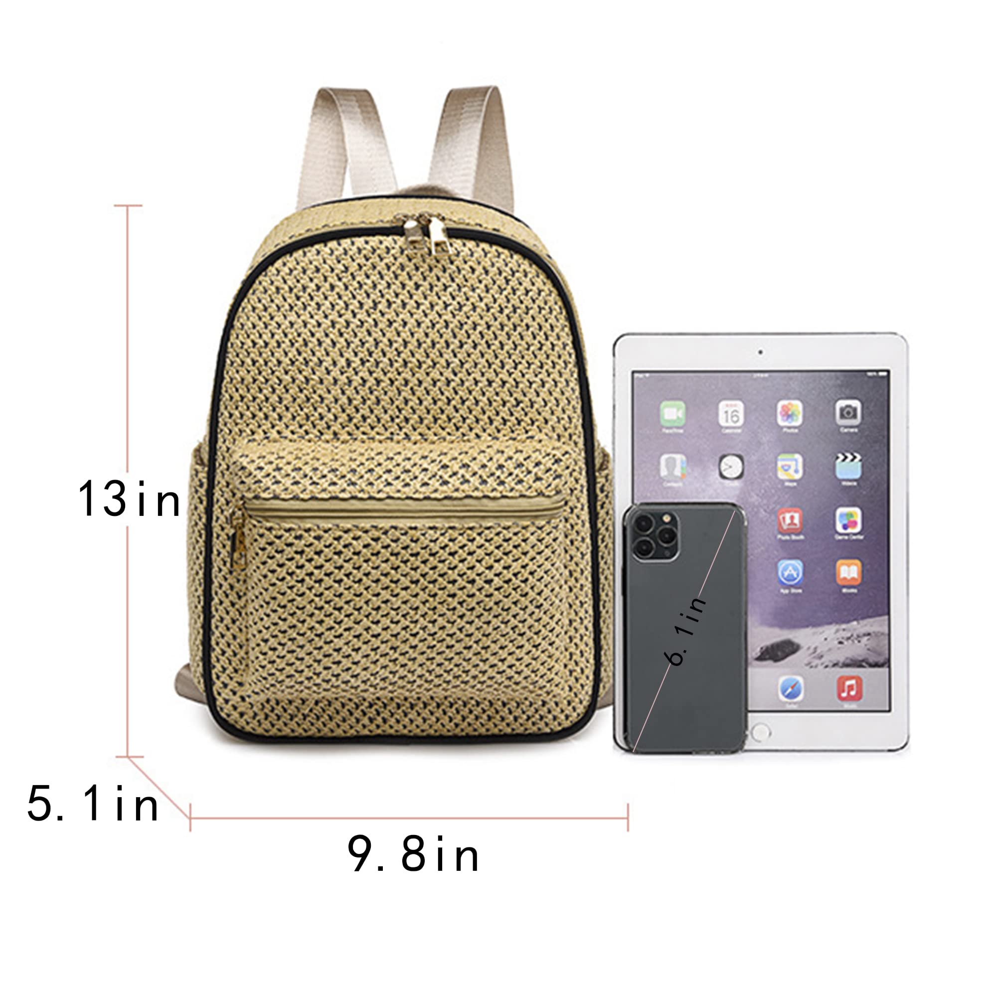 ZLM Handwoven Straw Backpack - Women's Bohemian Beach Bag for Travel & Shopping