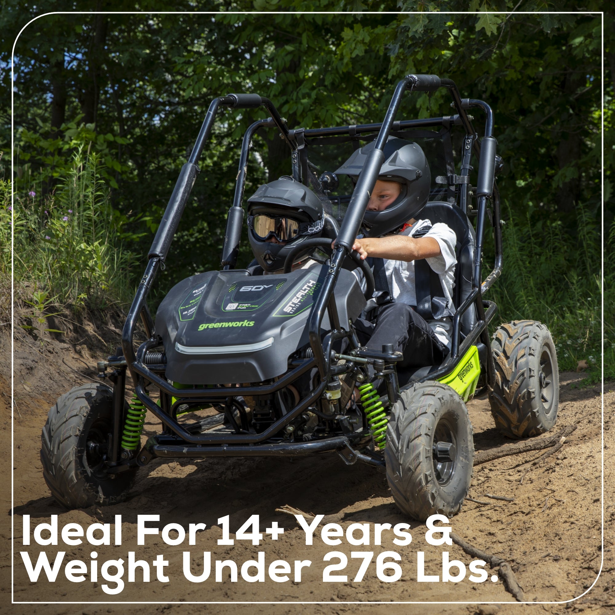 60V STEALTH Series All-Terrain 2-Seat Electric Youth Go Kart with Dual 5.0Ah Batteries & Fast Charger - Perfect for Off-Road Adventures, Backyard Racing & Family Fun