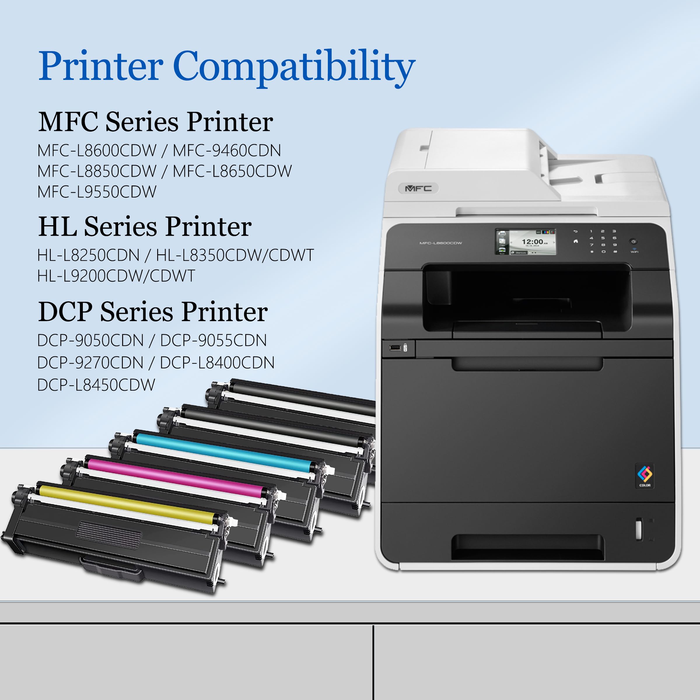 Brother TN336 Toner Cartridge (5-Pack) - Compatible for HL-L8350CDW, MFC-L8600CDW Printers - Home & Office Use
