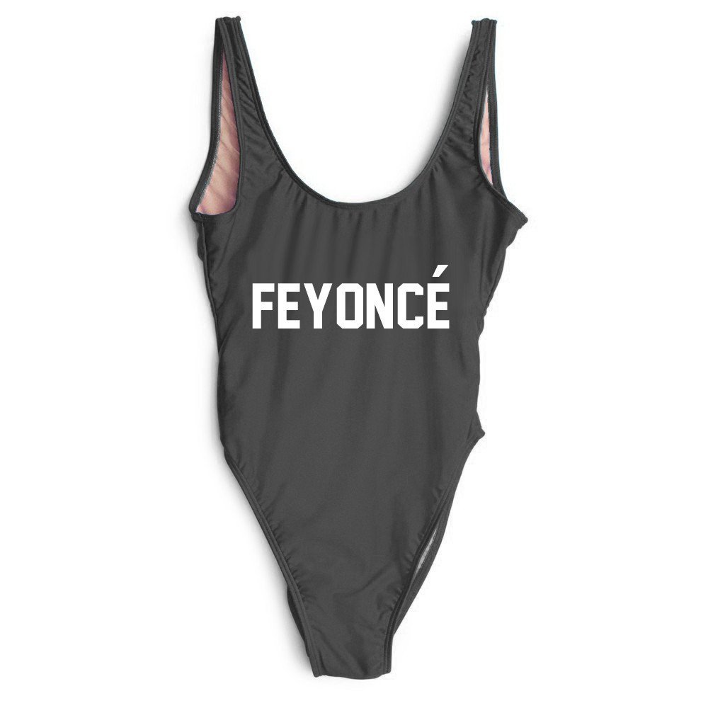 Feynoce Women's Backless One Piece Swimsuit with Letter Print - Stylish Beachwear for Pool Parties, Vacations & Summer Getaways