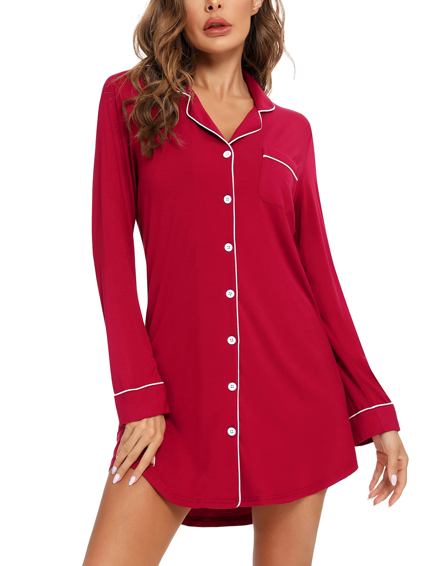 **Leikar Maternity Nightgown for Women - Soft Nursing Pajamas with Long Sleeves, Comfortable Sleepshirt for Pregnancy & Breastfeeding - Perfect for Nighttime Comfort & Nursing at Home**