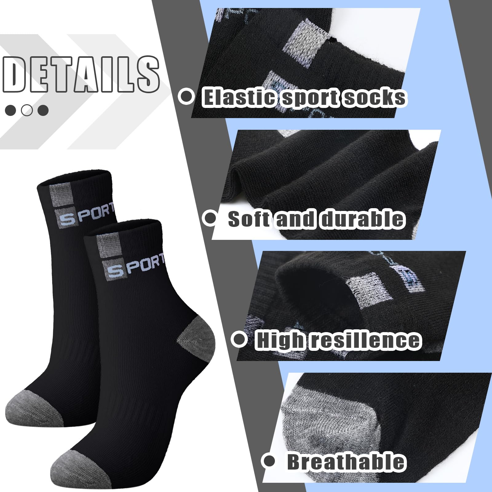Bencailor 15 Pairs Men's Crew Socks - Breathable Athletic Socks for Running, Gym & Sports - Lightweight Comfortable Casual Socks for Daily Wear & Workout