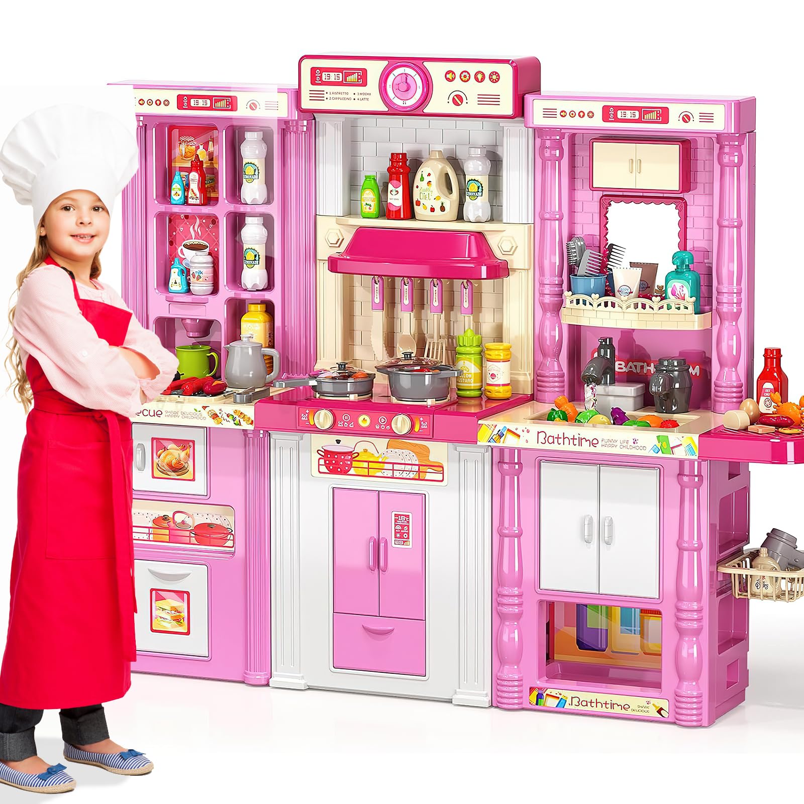 **Best Kids Kitchen Playset for Ages 3-8 – Realistic Lights & Sounds, Spray & Play Sink – Pretend Play Kitchen Toys for Boys & Girls – Perfect for Birthday Gifts & Indoor Role-Playing Fun**