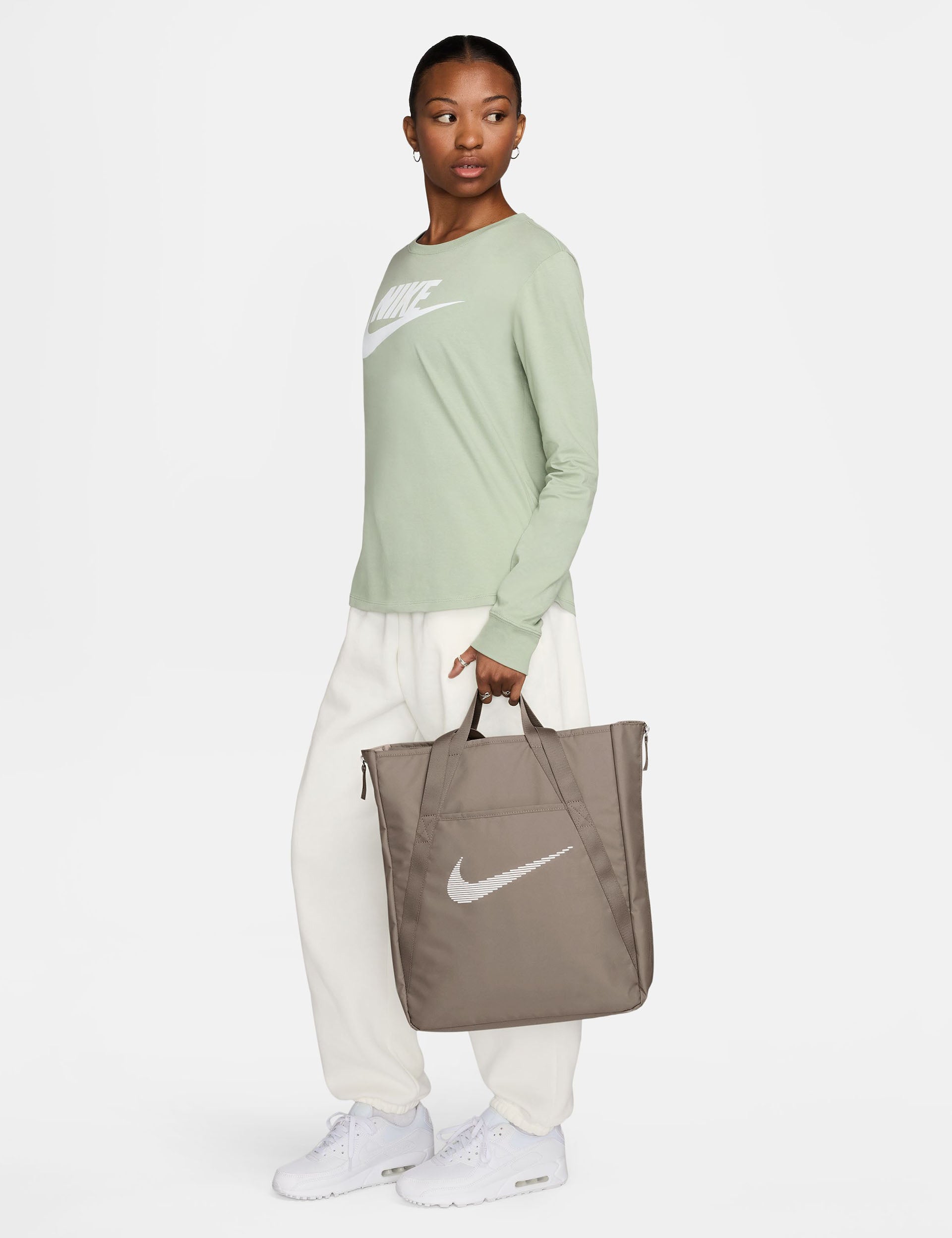 Premium Gym Tote Bag - Mink Brown & White Color - Perfect for Workouts, Yoga, Travel & Beach Essentials