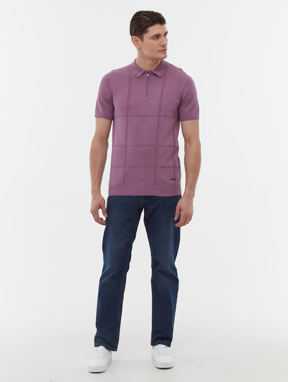 Navarro Grid Pattern Polo Shirt for Men - Stylish Casual & Business Wear - Perfect for Office, Golf & Outdoor Activities