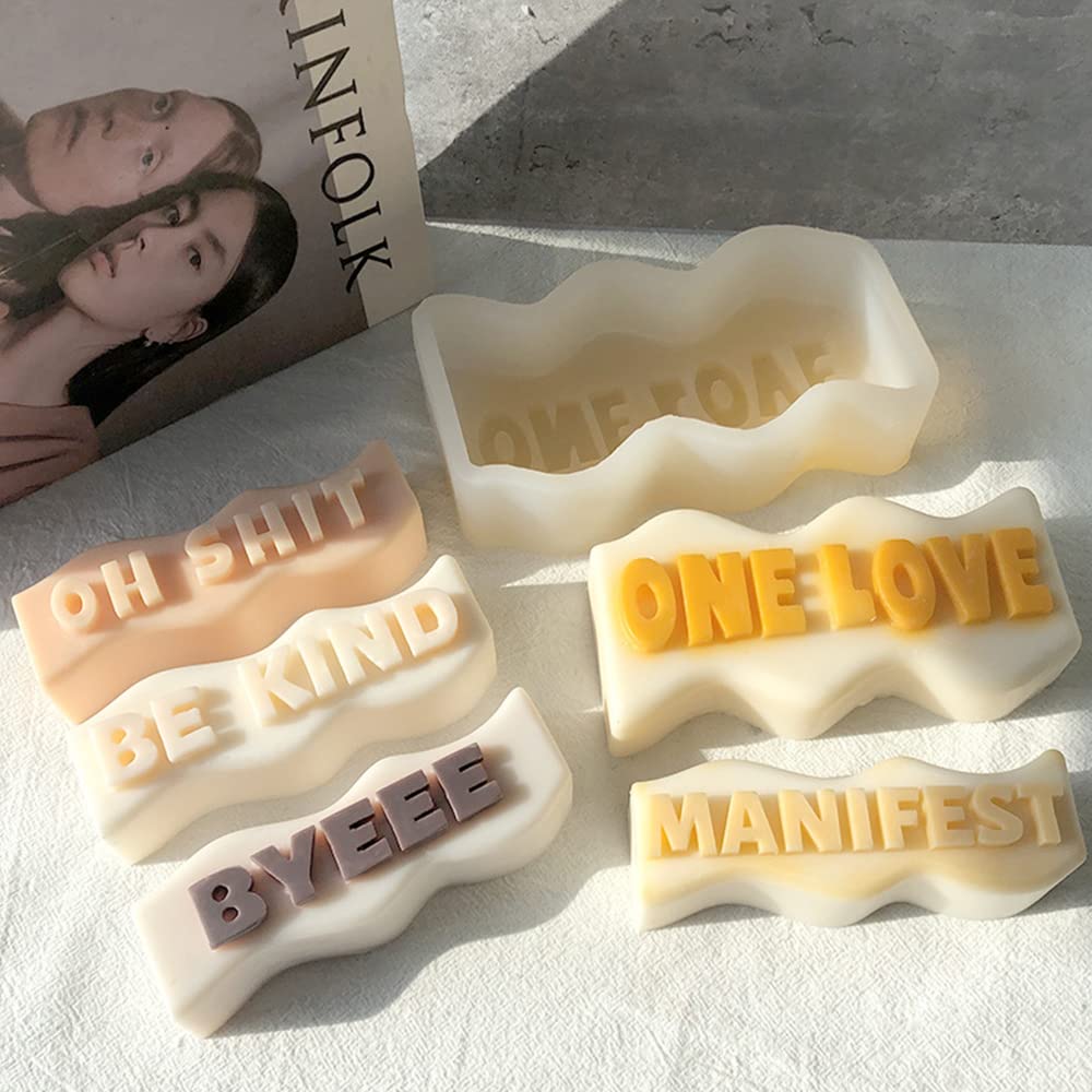 Premium Silicone Candle Molds Set - ONE Love & BE Kind Black Wave Pillar Molds for DIY Candle Making, Aromatherapy Candles, Wax Crafts, Soap Making & Polymer Clay - Perfect for Home Decor, Gifts & Relaxation