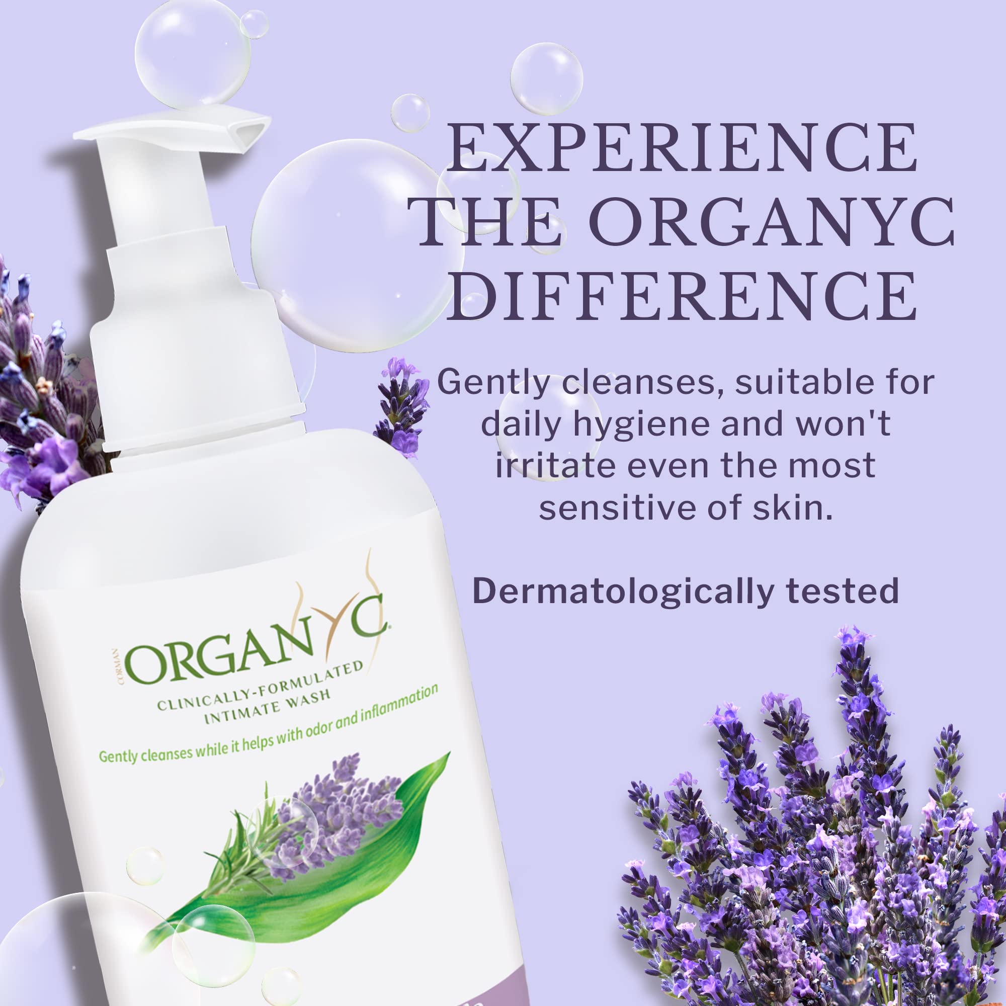 Organic Lavender Feminine Wash with Essential Oils & Flower Extracts - pH Balanced Intimate Cleanser for Sensitive Skin - 8.5 fl oz (Pack of 2) - Gentle Daily Hygiene for Women - Perfect for Post-Workout, Travel & Menstrual Care