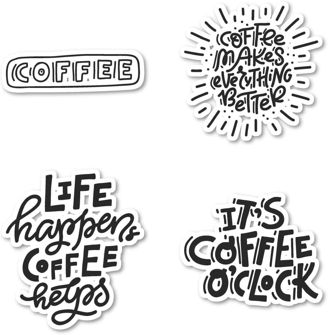 Funny Coffee Lover Vinyl Stickers - Coffee Jittery, Quotes & 'Coffee O'Clock' Decals for Windows, Trucks & Cars - 5'' Bumper Stickers - Perfect for Office, Gifts & Daily Motivation
