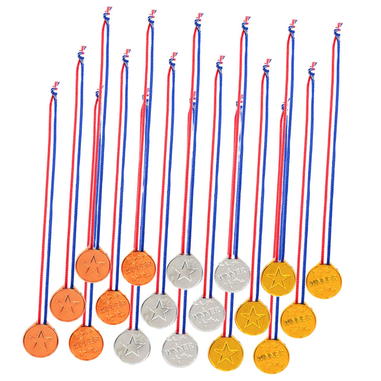 BESPORTBLE 180 Pcs Kids Party Medals with Lanyards - Plastic Children's Award Medals for Sports Day, Birthday Parties & School Events