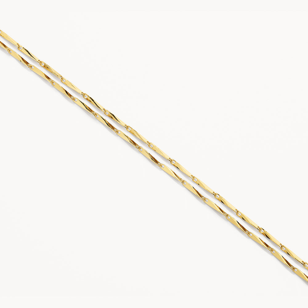 14K Gold Double Twist Bar Link Chain Necklace for Women - Elegant Layered Jewelry for Everyday Wear & Special Occasions