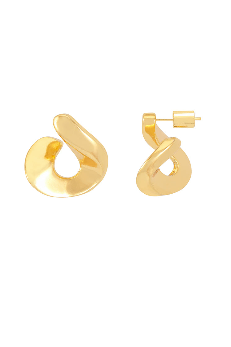 Stylish Sculptural Twist Hoop Earrings for Women - Trendy Gold/Silver Statement Jewelry - Perfect for Parties, Weddings & Everyday Wear