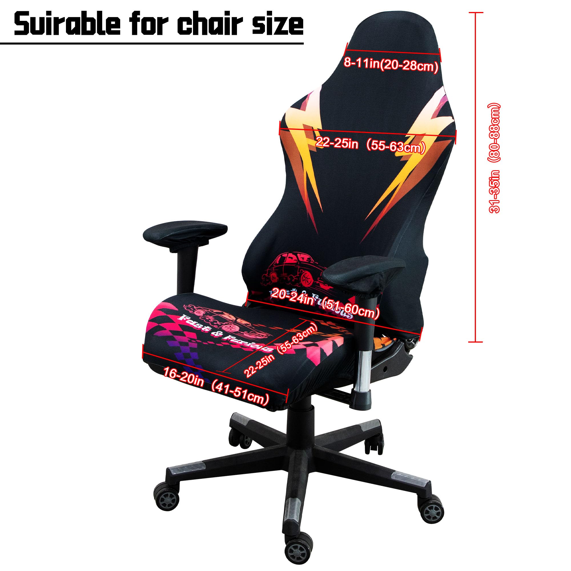Stretchable Gaming Chair Cover - Ergonomic Office Chair Slipcover for Anti-Cat Scratch Protection | Universal Fit for Computer, Racing & Gamer Chairs (Fast & Furious Style) - Perfect for Home Office, Gaming Setup & Pet-Friendly Workspaces