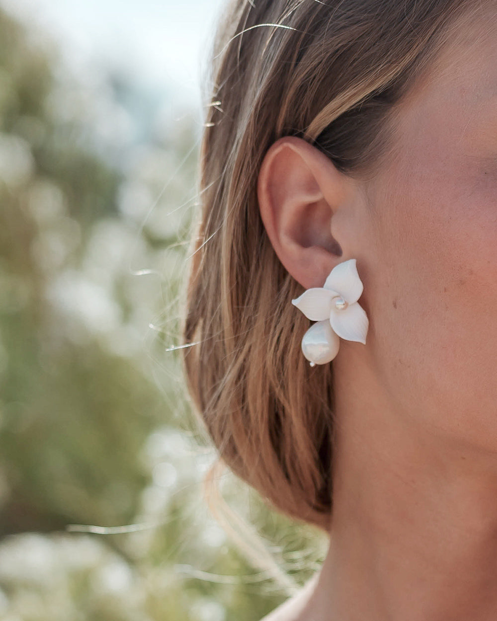 Blossom Pearl Drop Earrings for Women - Elegant Handmade Floral Pearl Jewelry for Wedding, Party & Special Occasions