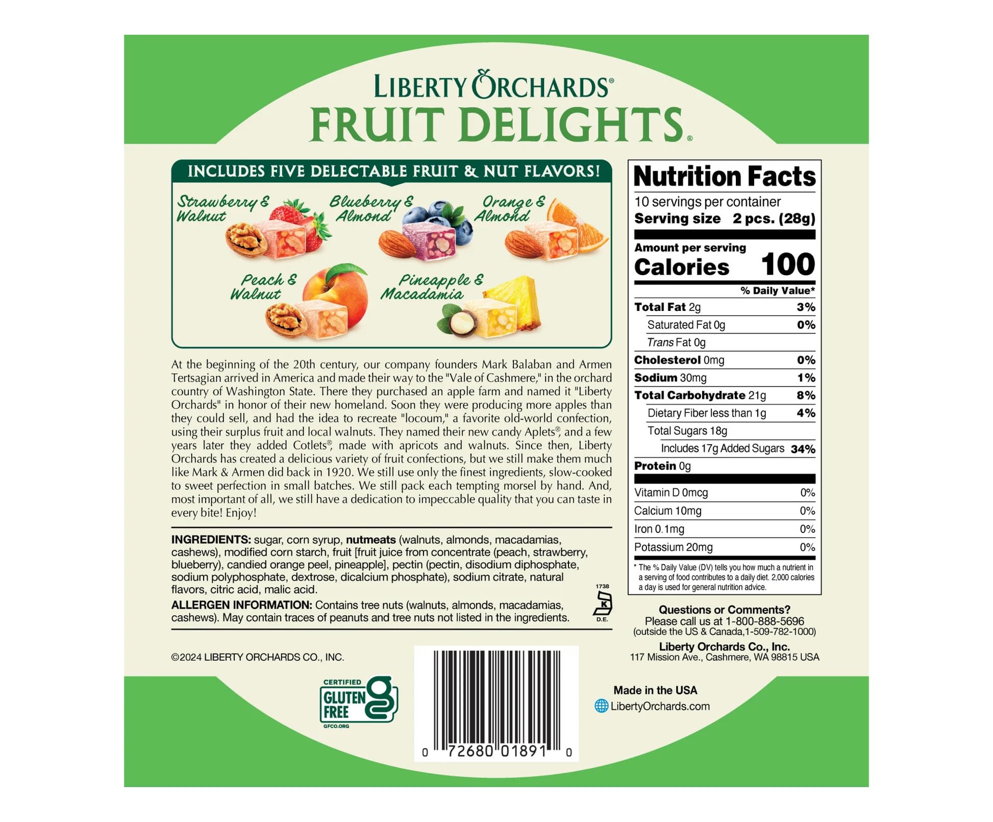 Premium Vegan Turkish Delight Candy - Liberty Orchards Fruit Delights Assorted Gluten-Free Lokum with Nuts (Strawberry & Walnut) - 10oz Gourmet Snack for Holidays, Gifts & Healthy Dessert Lovers