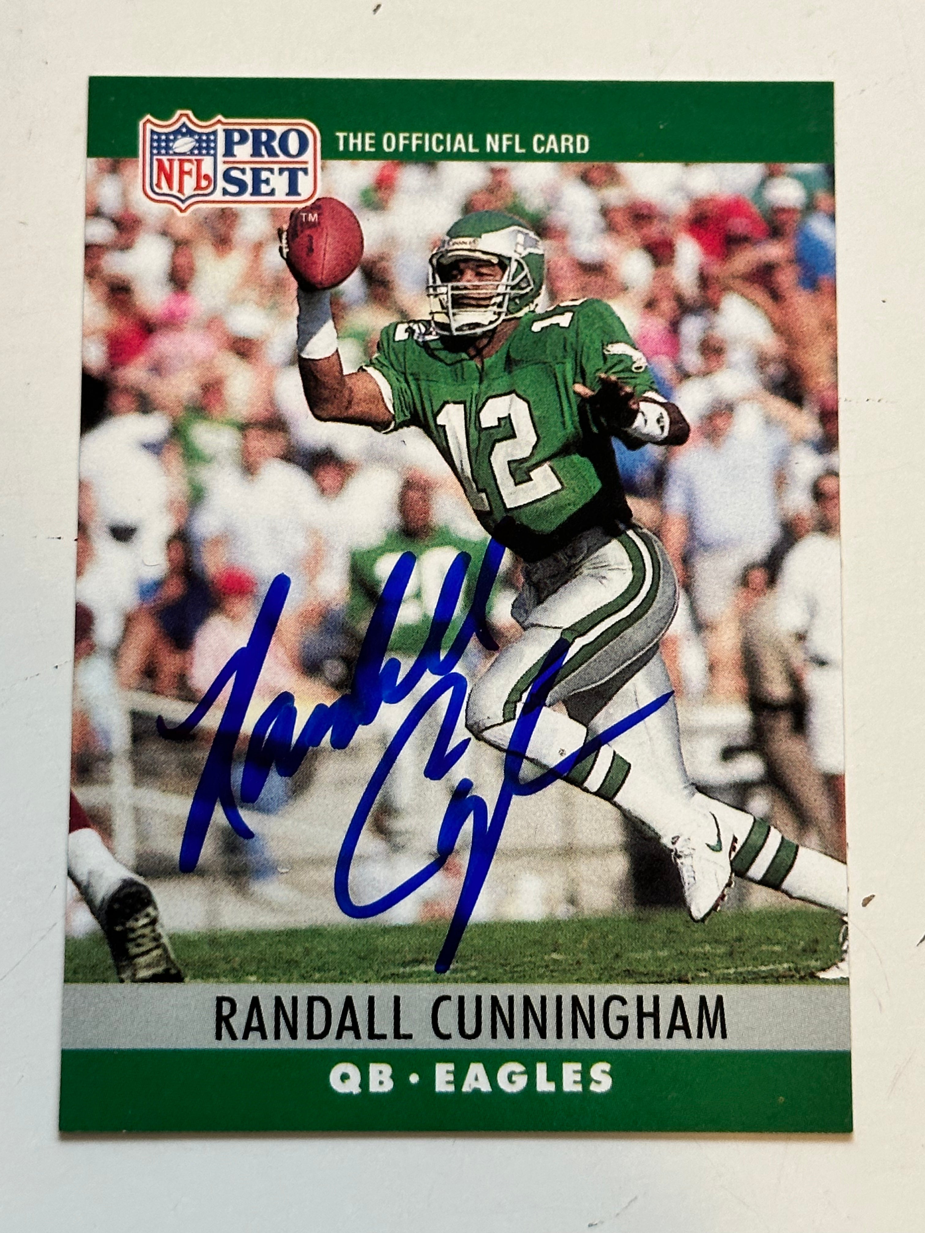 Rare Randal Cunningham Autographed Football Card with COA - Authentic Collectible for NFL Fans, Sports Memorabilia Enthusiasts - Perfect for Display, Gifts, and Investment