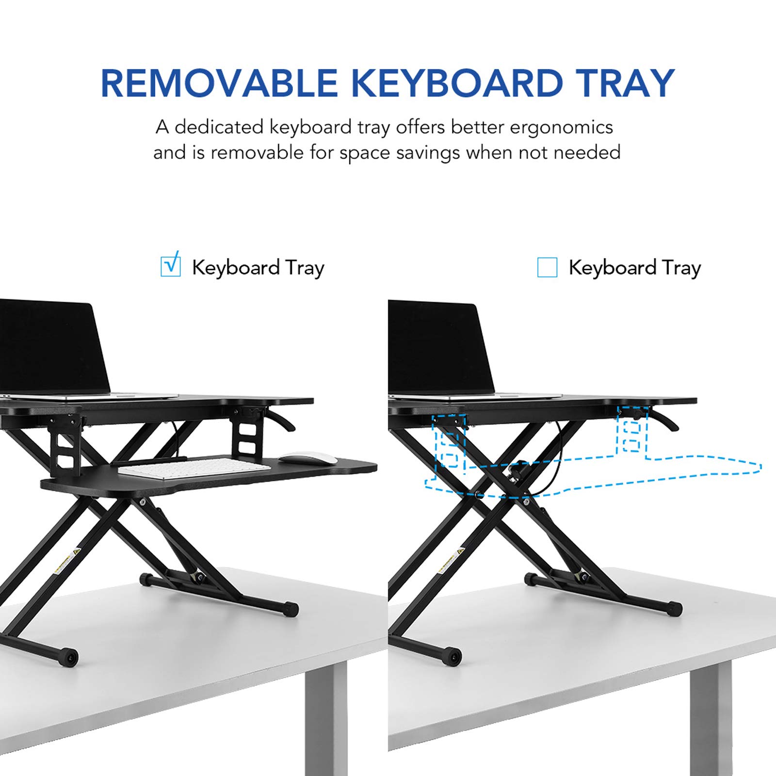 FLEXISPOT 31 inch Standing Desk Converter - Adjustable Height Stand Up Desk Riser for Home Office | Ergonomic Laptop Workstation with Removable Keyboard Tray (Black) | Perfect for Remote Work, Gaming & Study Setup