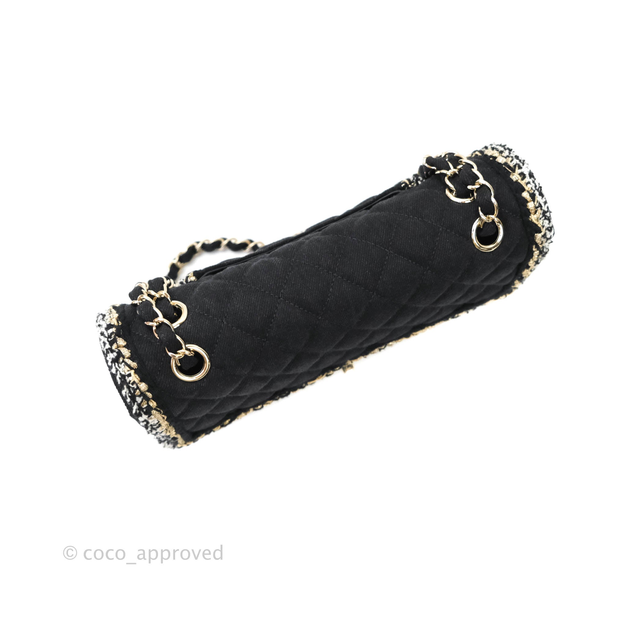 Chanel Classic Flap Bag Black Denim with Braided Gold Hardware - 18A Collection | Luxury Designer Handbag for Women | Perfect for Evening Parties & Special Occasions