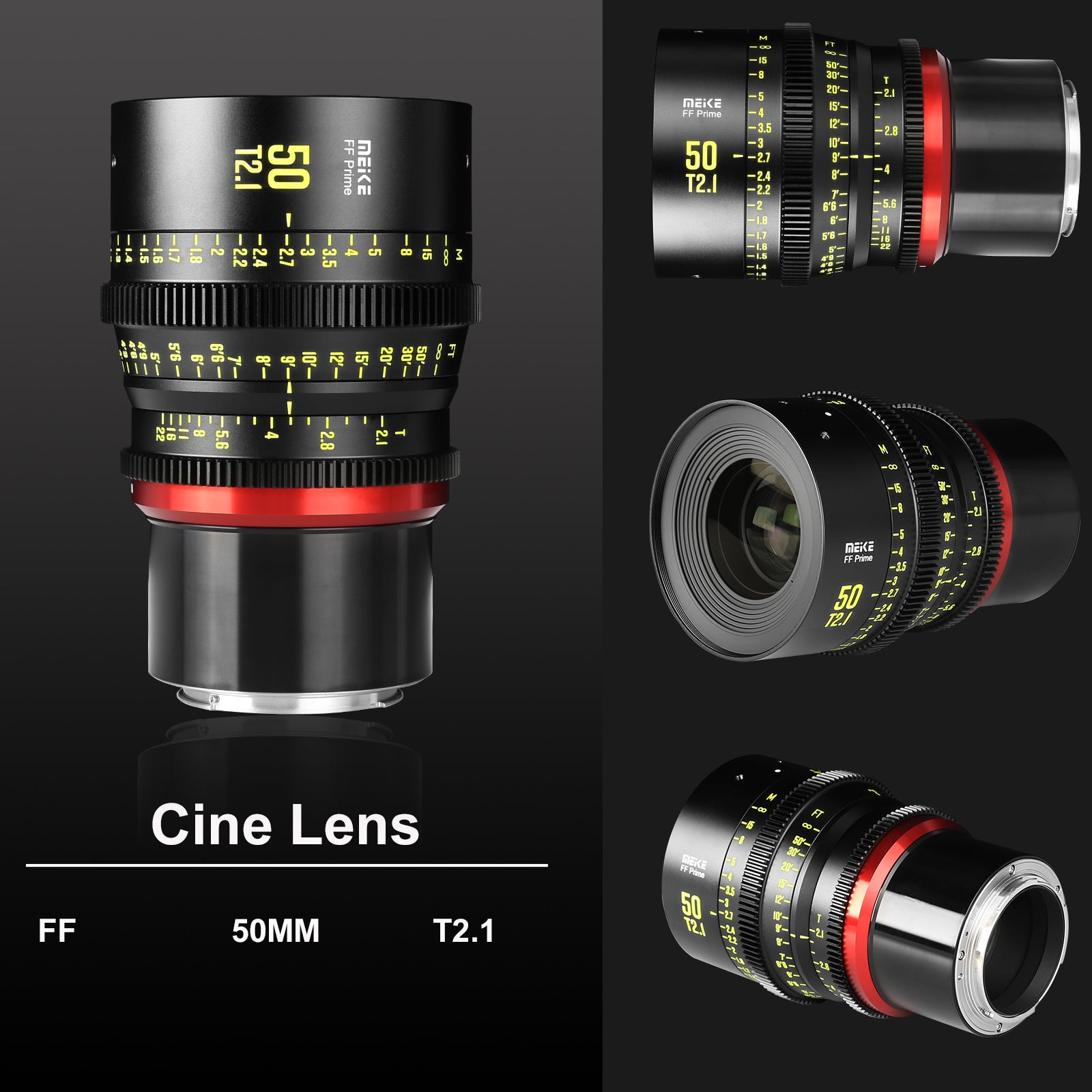 Meike 50mm T2.1 Full Frame Cinema Prime Lens for Canon RF Mount - Professional Cine Lens for Filmmaking, Videography & Photography - Perfect for Short Films, Documentaries & Portrait Shots